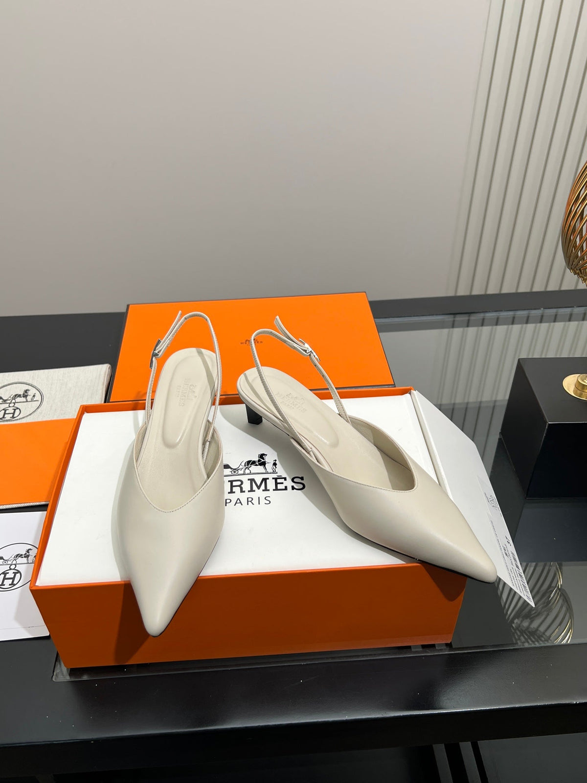HM 26s Nicoletta Slingbacks 4cm Tan Leather 149126