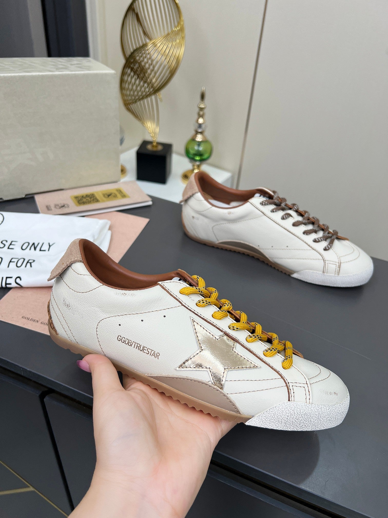 Golden Goose 26s True-Star Sneakers White Sliver Leather 735908