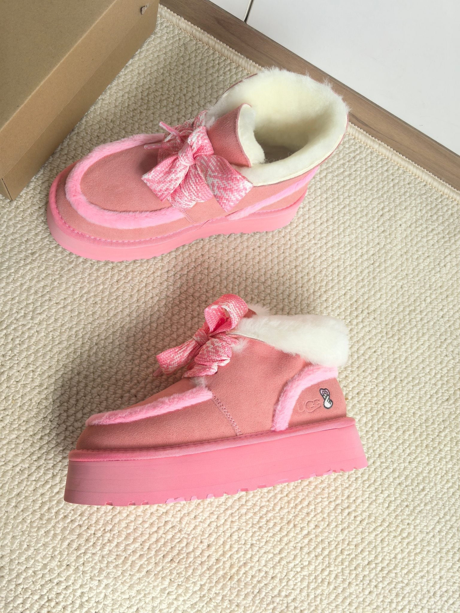 UGG Dopamine Snow Boots PInk Wool Suede 512871