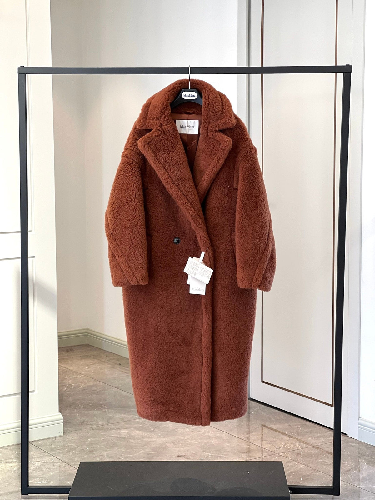 Max Mara 26s Teddy Bear Long Coat Camel Alpaca Wool Silk 429254