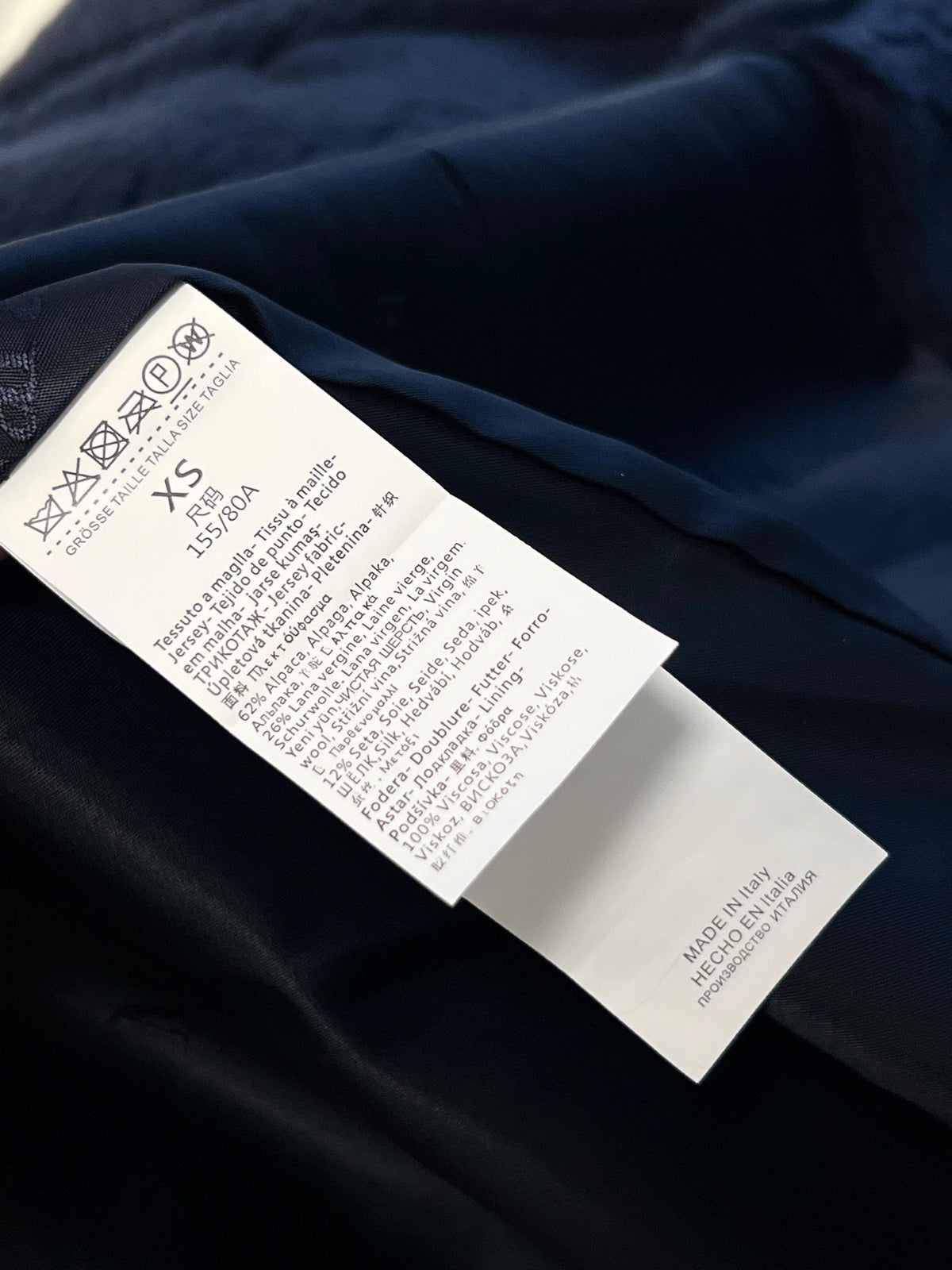Max Mara Teddy Bear Icon Long Coat Navy Alpaca Wool Silk 429226