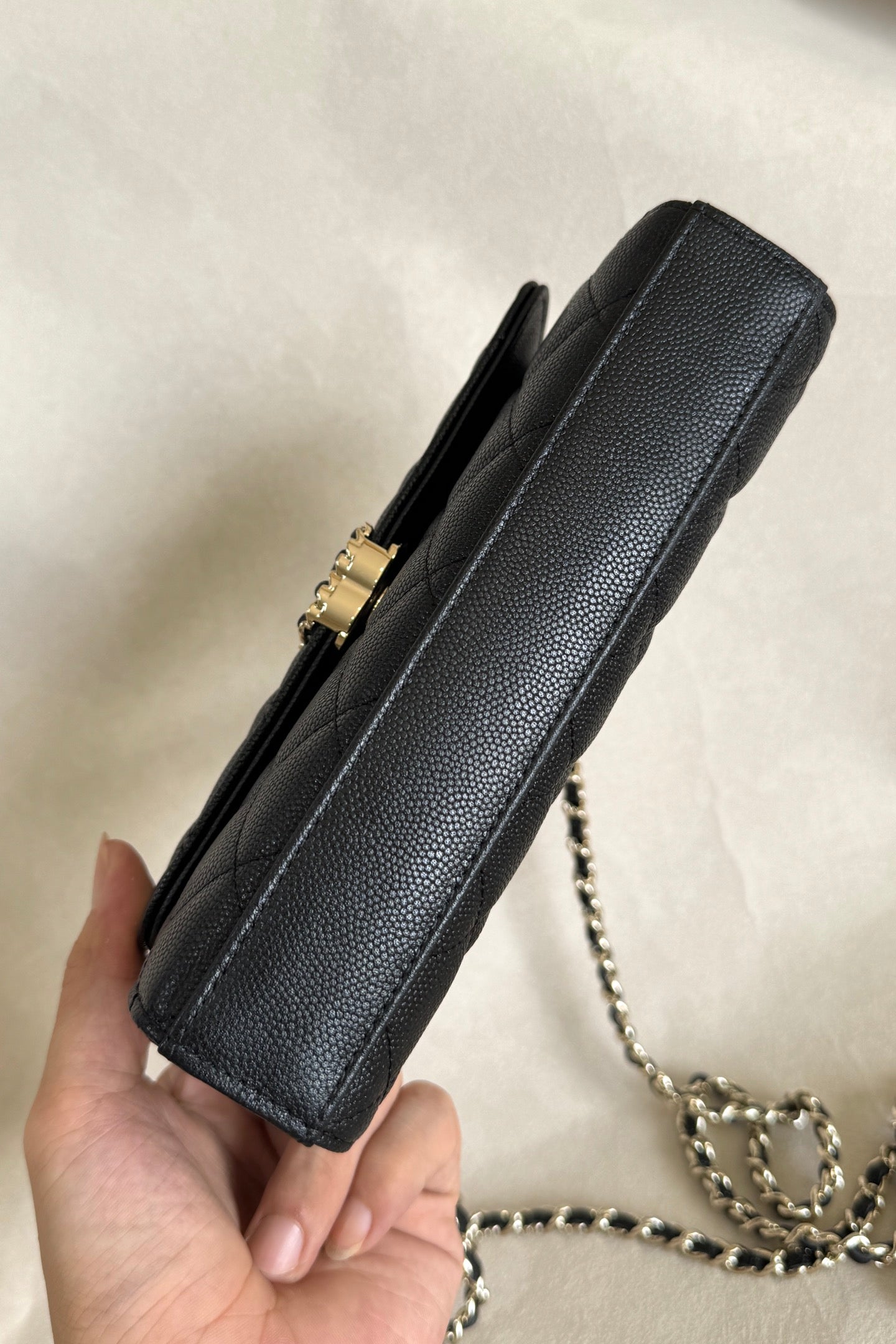 CC 23P Top Handle Kelly Clutch Black Caviar Leather 282525