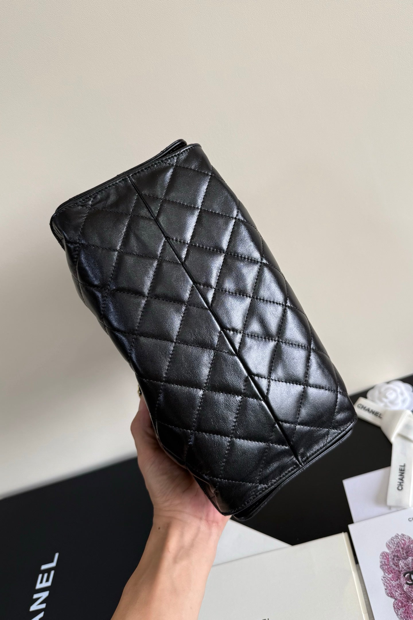 CC 25 Hobo Bag 26cm Black Glossy Leather GHW 282460
