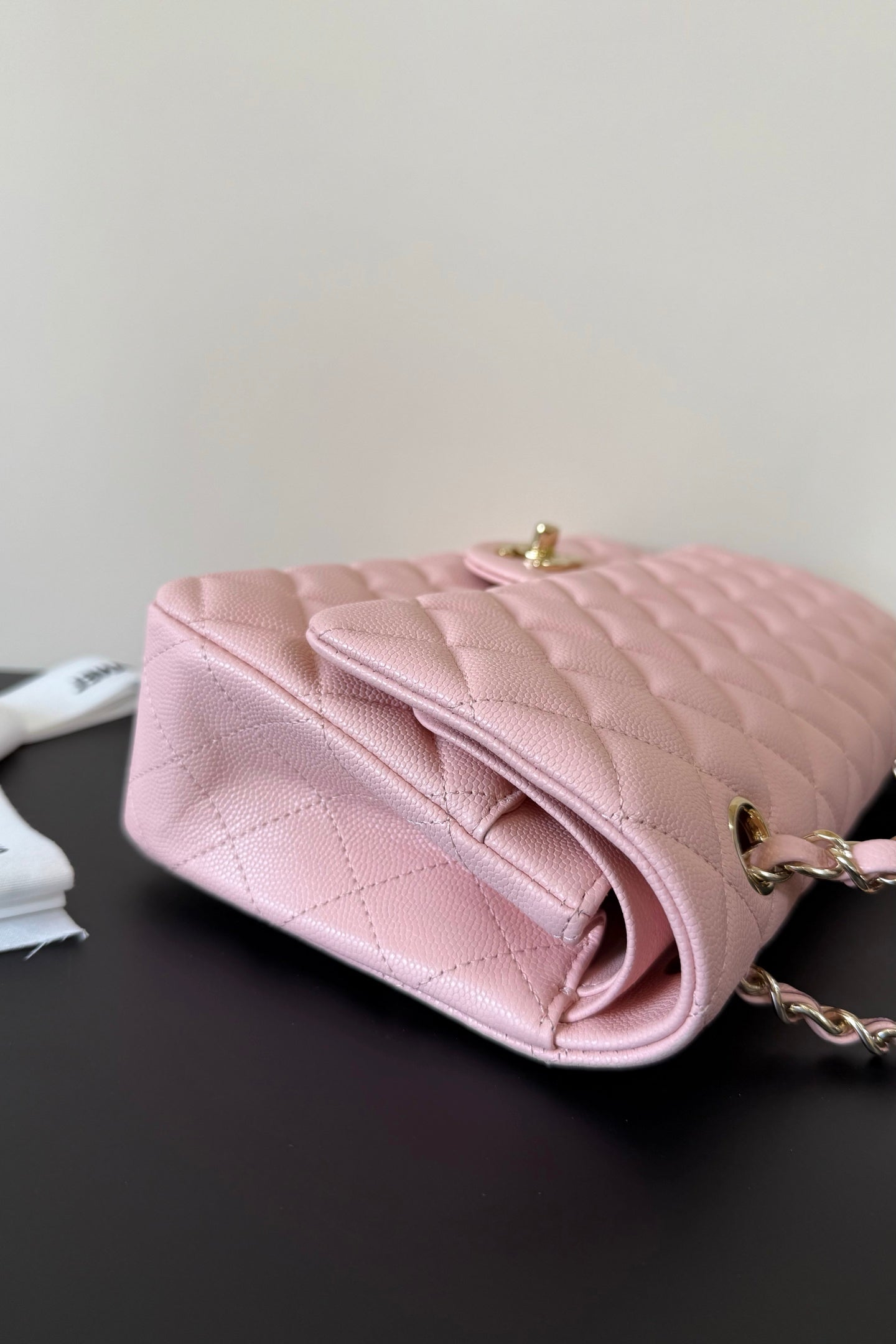 CC Classic Double Flap Bag 25cm Light PInk Caviar Leather