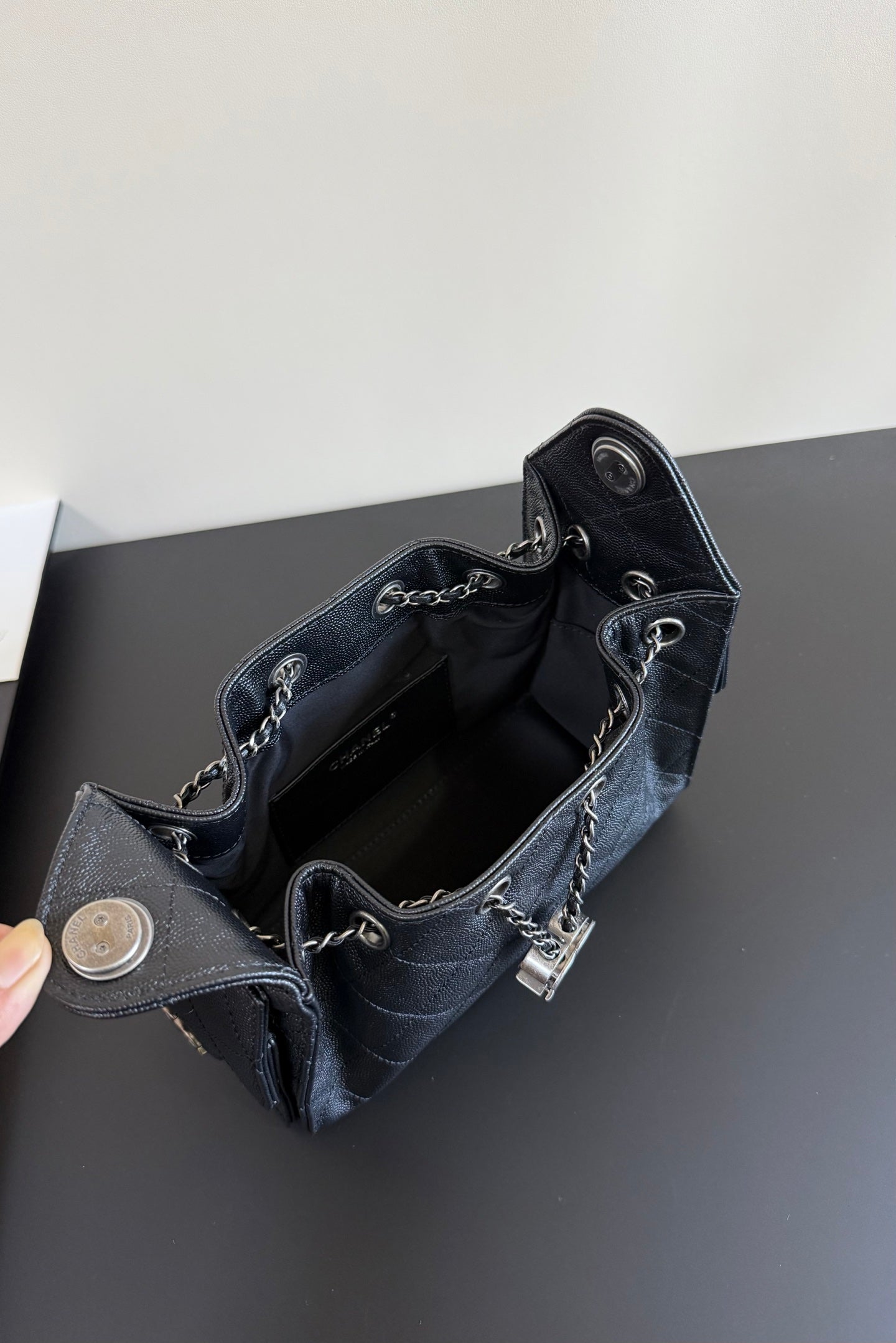 CC 25 Mini Hobo Bag Navy Blue Caviar Leather SHW 282552