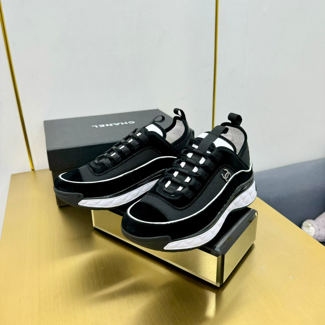 CC 26s Runner Sneakers Black White Fabric Suede 139955