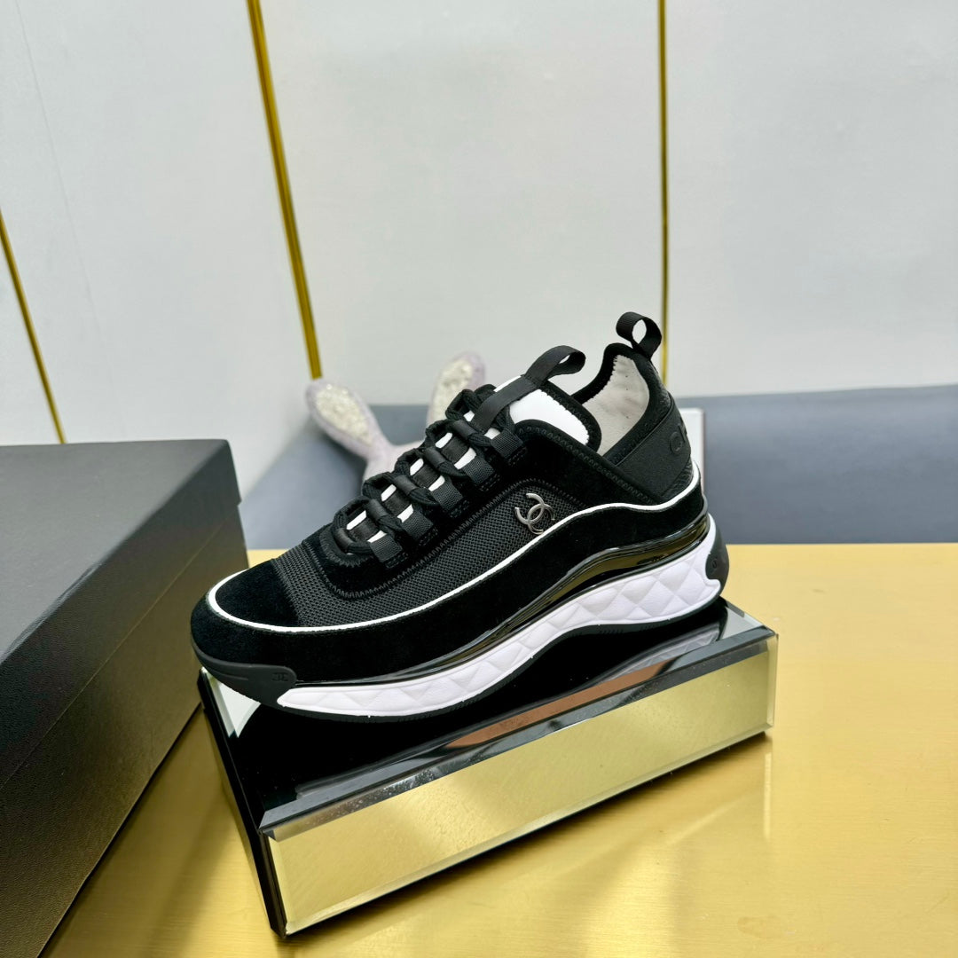 CC 26s Runner Sneakers Black White Fabric Suede 139955