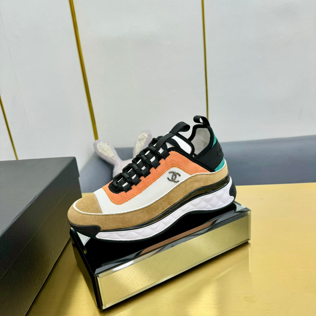 CC 26s Runner Sneakers Orange Khaki Black Fabric Suede 139956