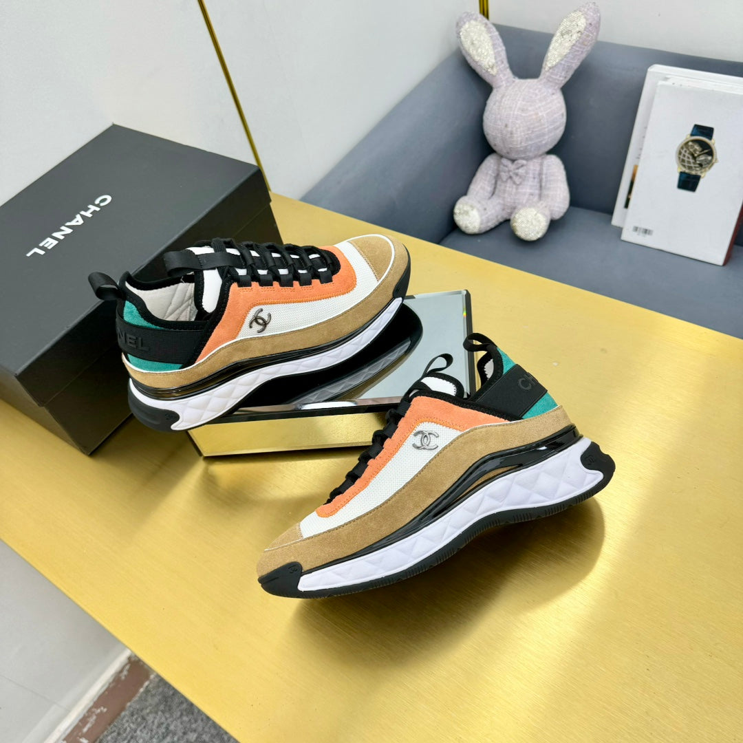 CC 26s Runner Sneakers Orange Khaki Black Fabric Suede 139956