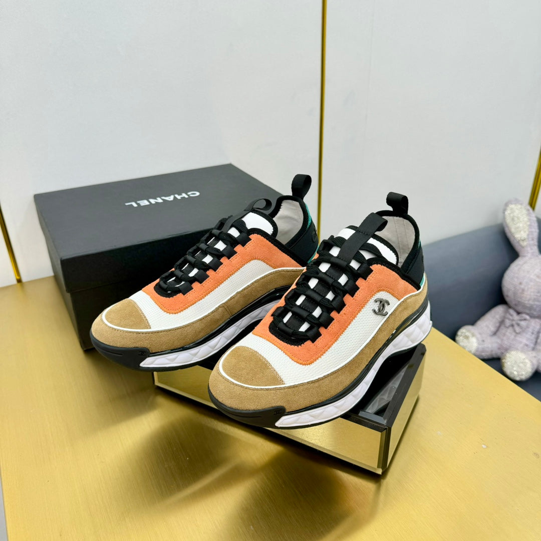CC 26s Runner Sneakers Orange Khaki Black Fabric Suede 139956
