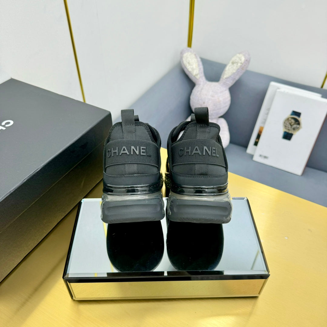 CC 26s Clear Sole Sneakers Black Fabric Calfskin 139959