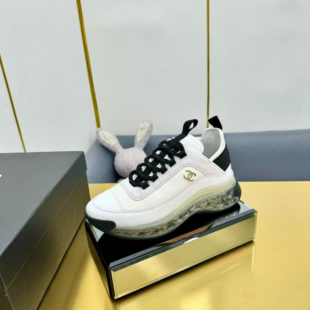 CC 26s Clear Sole Sneakers White Black Calfskin 139963