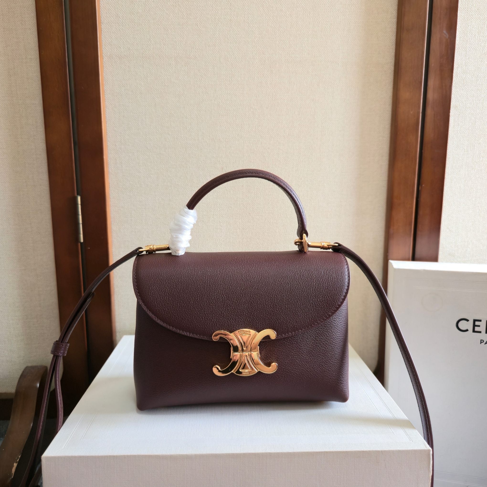 Celine Medium Nino Bag 25.5 Burgundy Calfskin