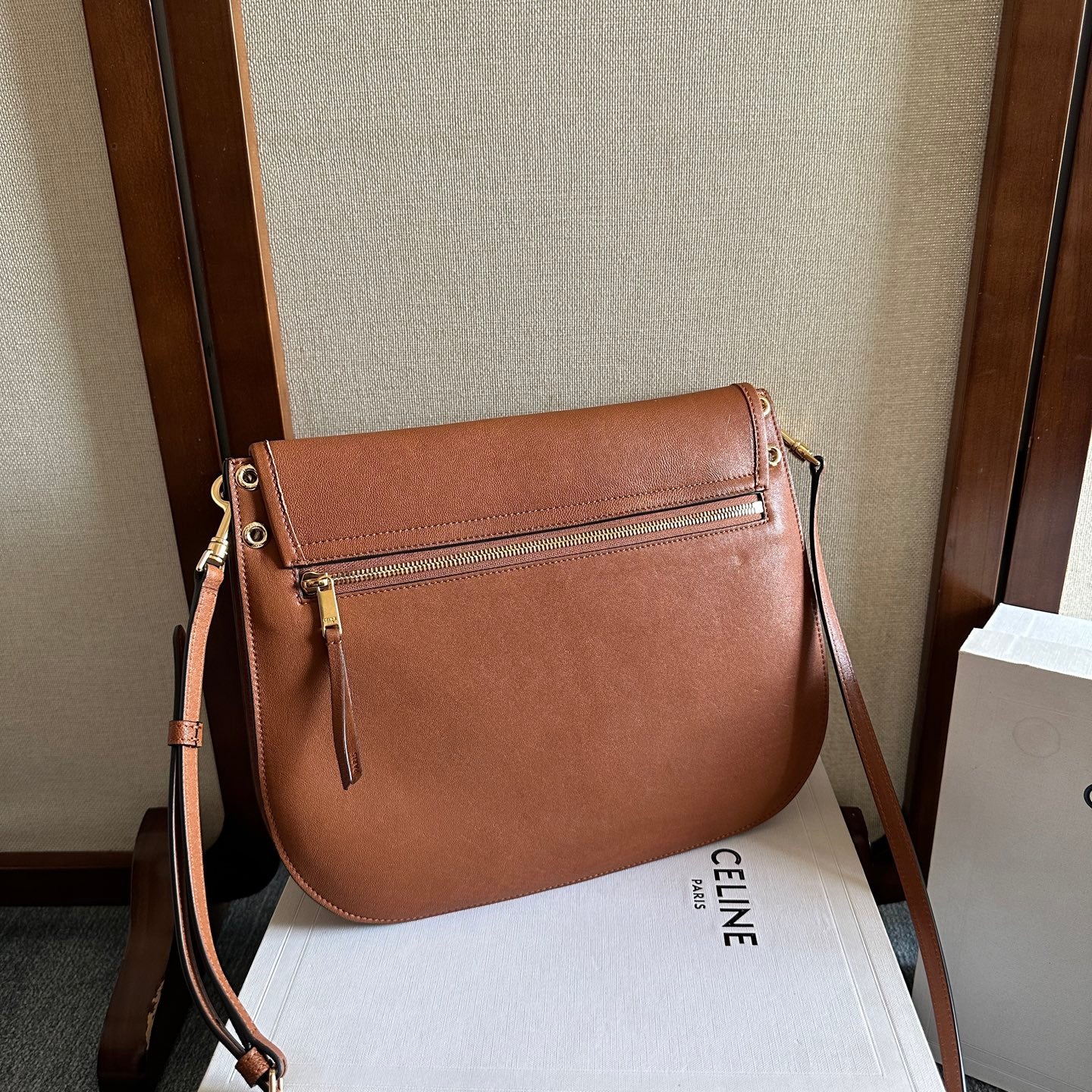 Celine Besace Soft Triomphe Bag Brown Lambskin