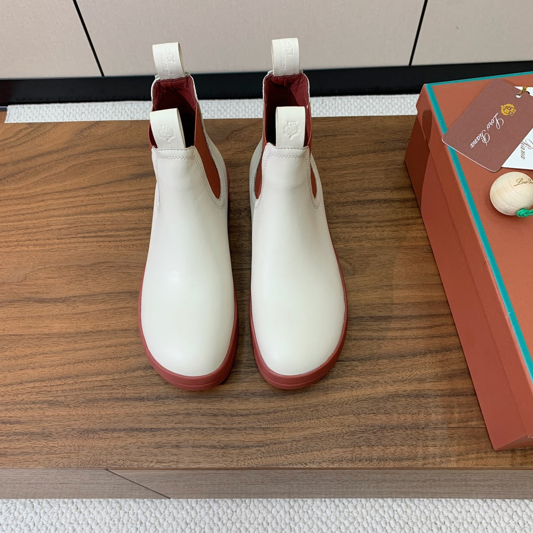 LP Lakeside Ankle Boots White Muted Pink Leather 503755