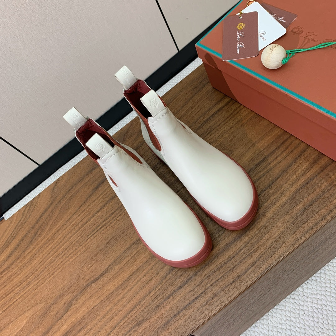 LP Lakeside Ankle Boots White Muted Pink Leather 503755