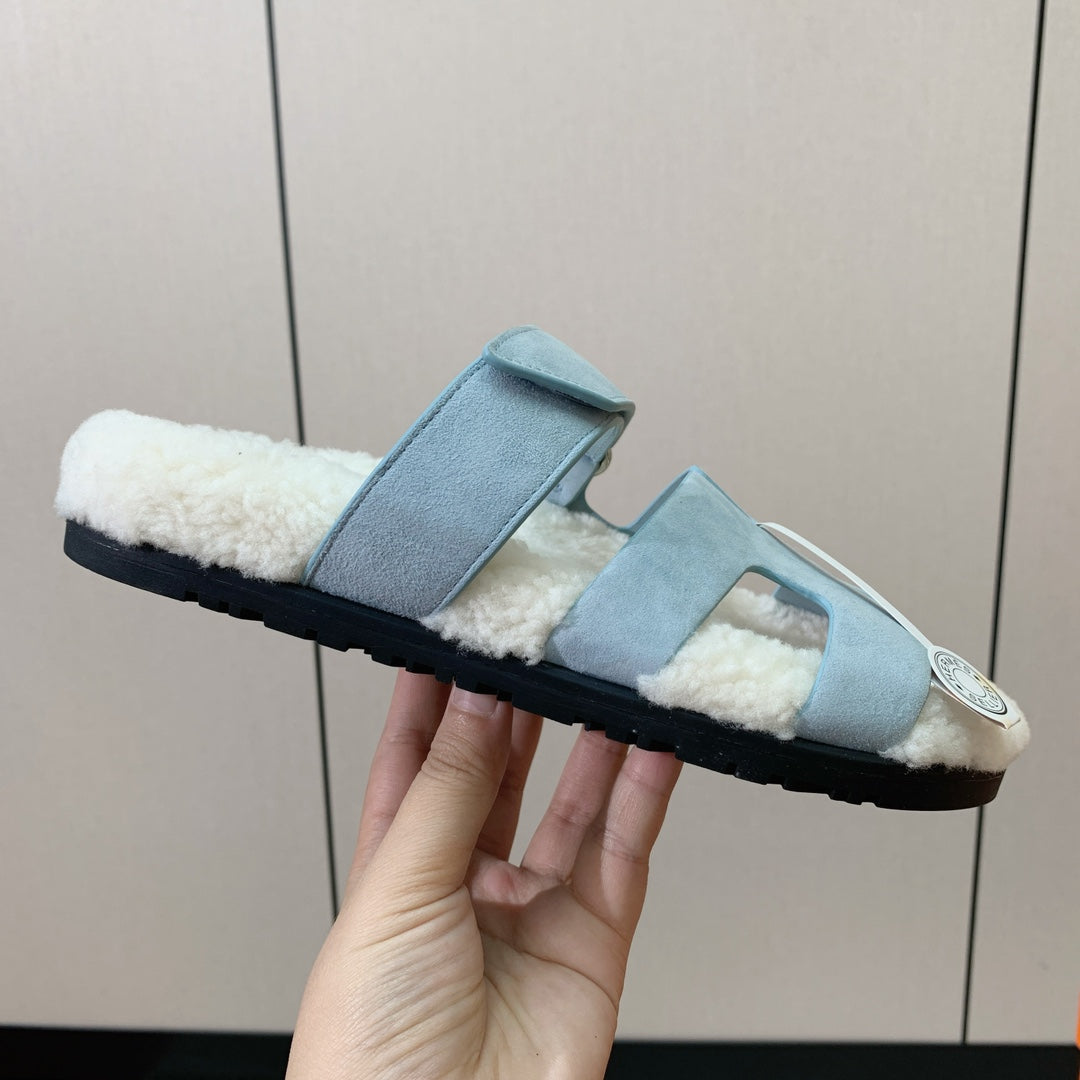 HM Chypre Sandal Cloud Blue Mix White Wool And Cowhide Lining 984208