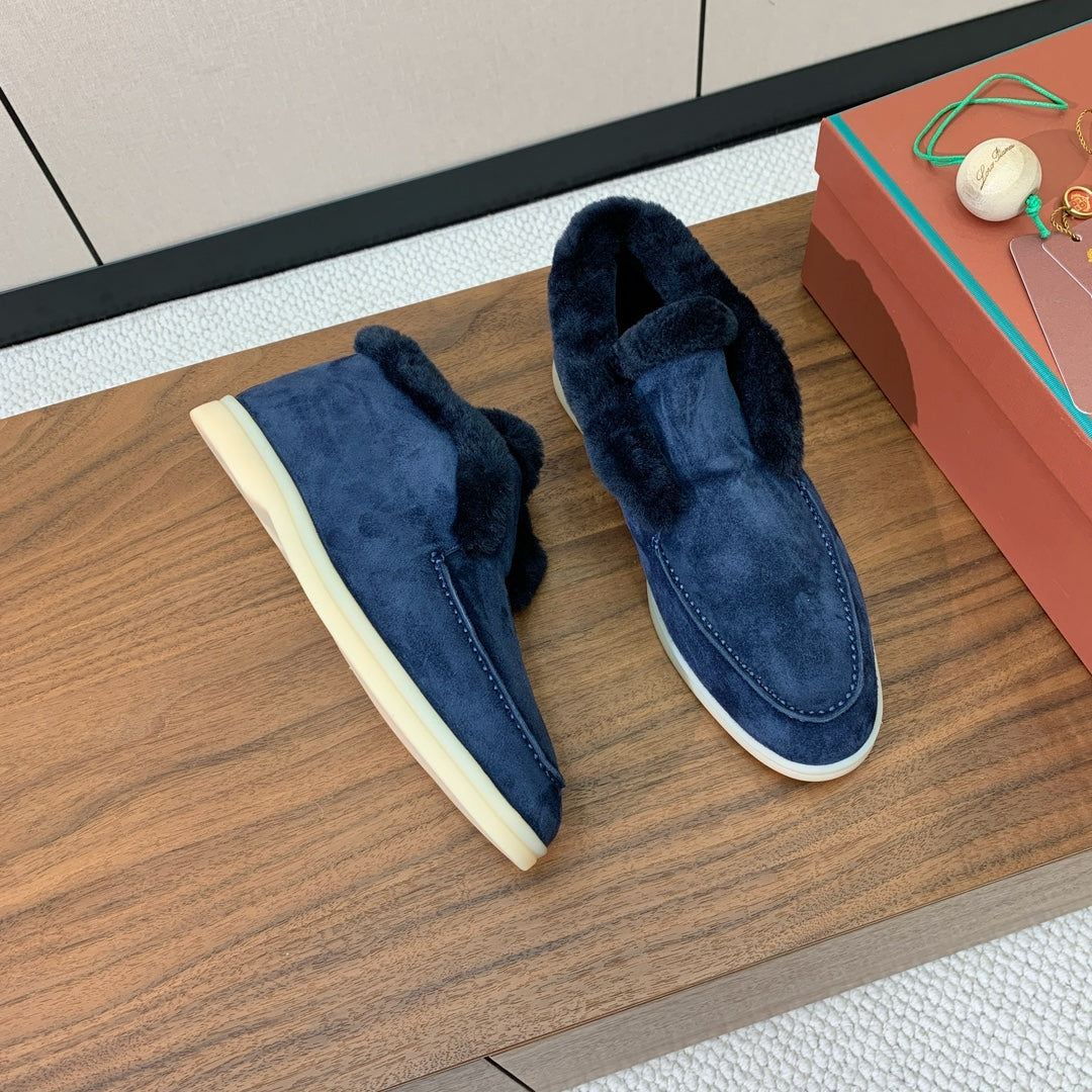 LP Open Walk Ankle Boot In Navy Blue Suede With Wool Fleece Lining 984275