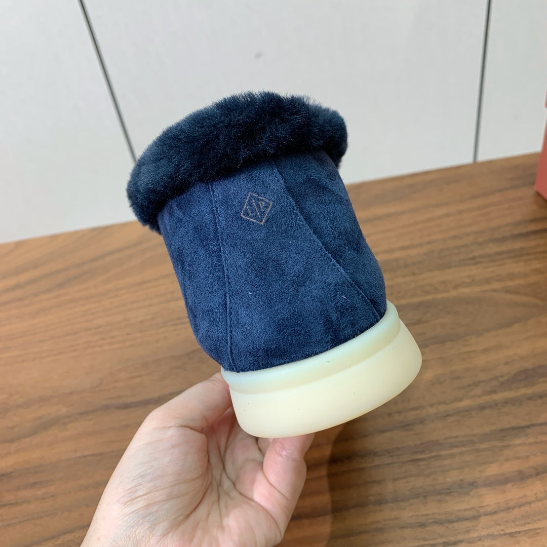 LP Open Walk Ankle Boot In Navy Blue Suede With Wool Fleece Lining 984275