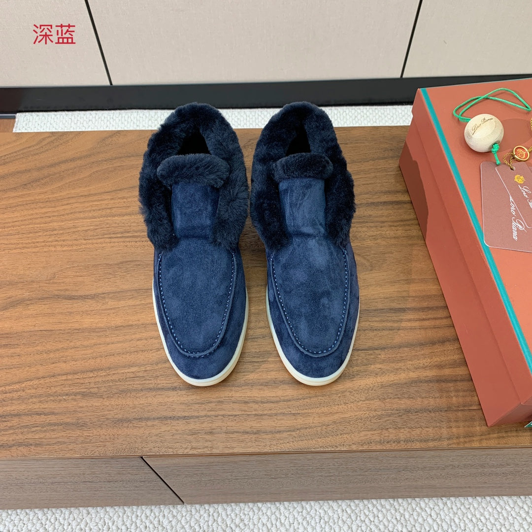 LP Open Walk Ankle Boot In Navy Blue Suede With Wool Fleece Lining 984275