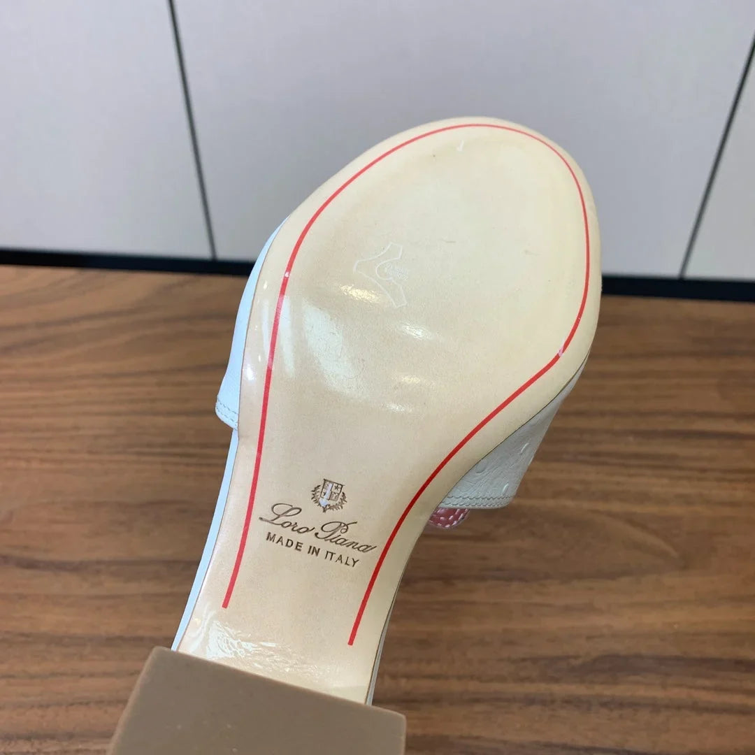 Loro Piana 2026 Ostrich Pattern 5cm Sandal Cowhide 935106