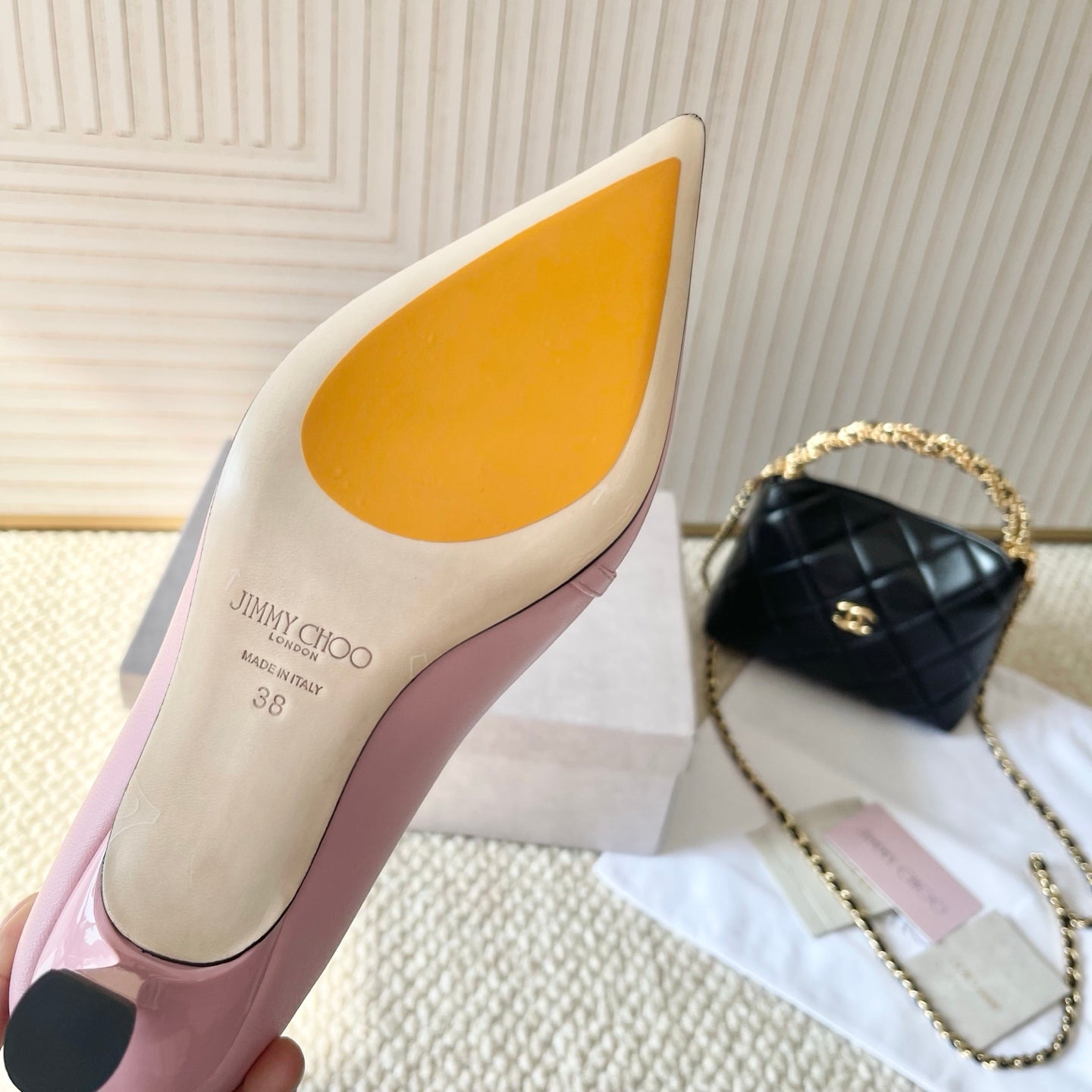 Jimmy Choo Skye Corsage Pump 6.5cm Pink Sheepskin 669832