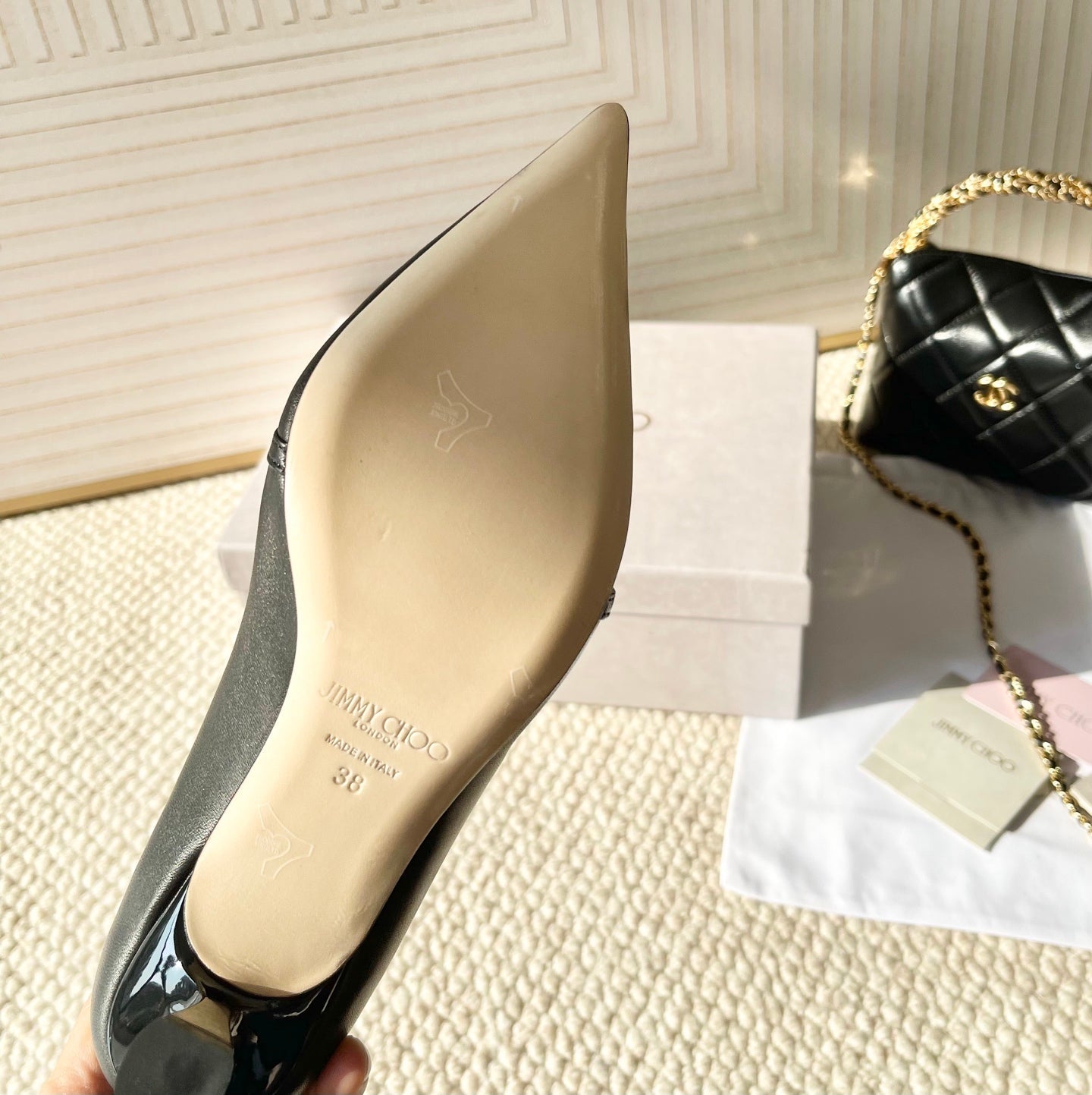 Jimmy Choo Skye Corsage Pump 6.5cm Black Sheepskin 669843