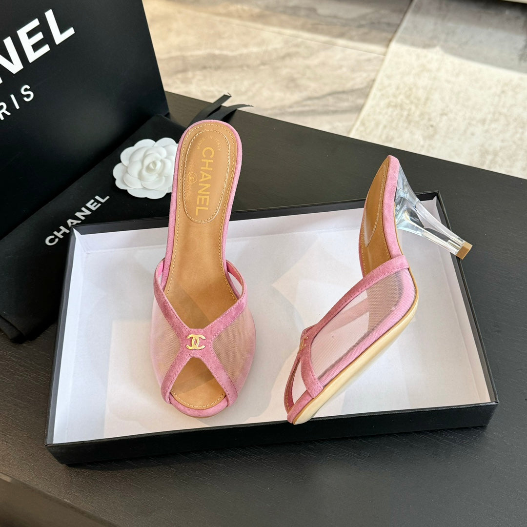 CC 26s Sandal 7cm Pink Mesh Lambskin 700613