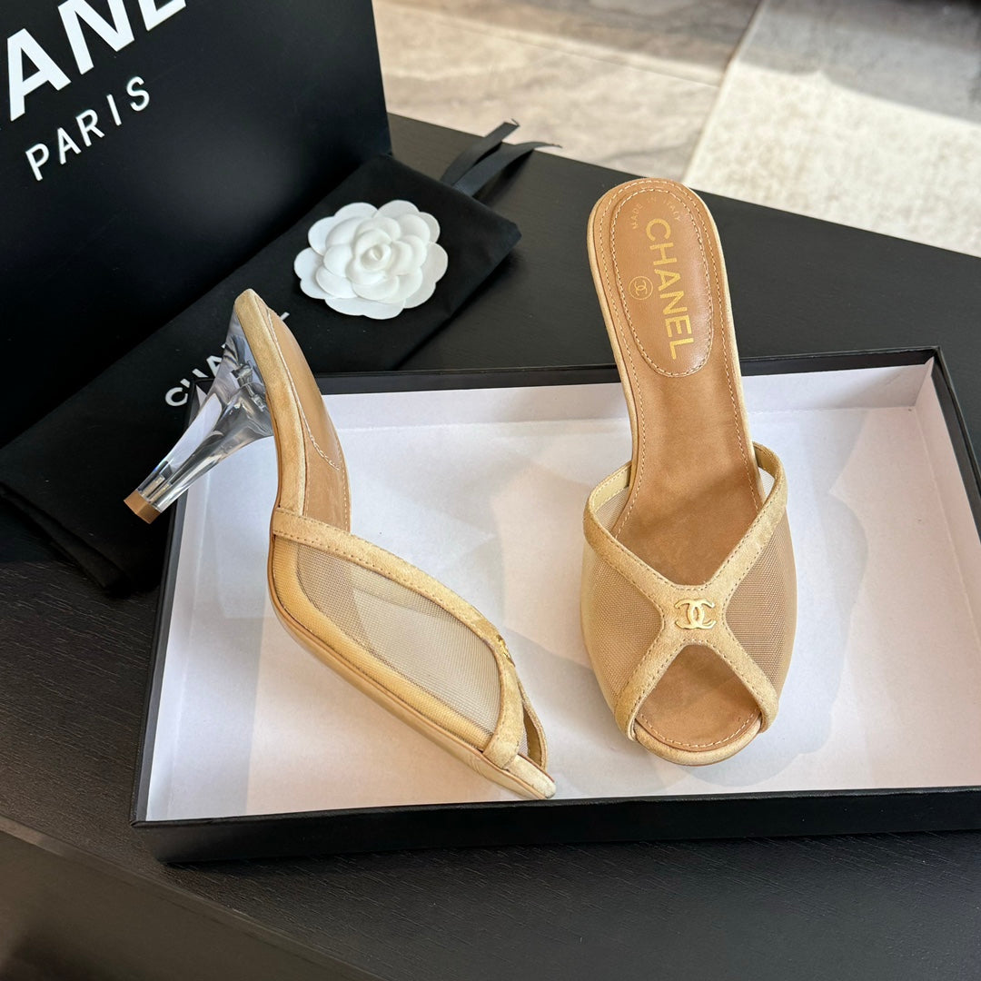 CC 26s Sandal 7cm Beige Mesh Lambskin 700615