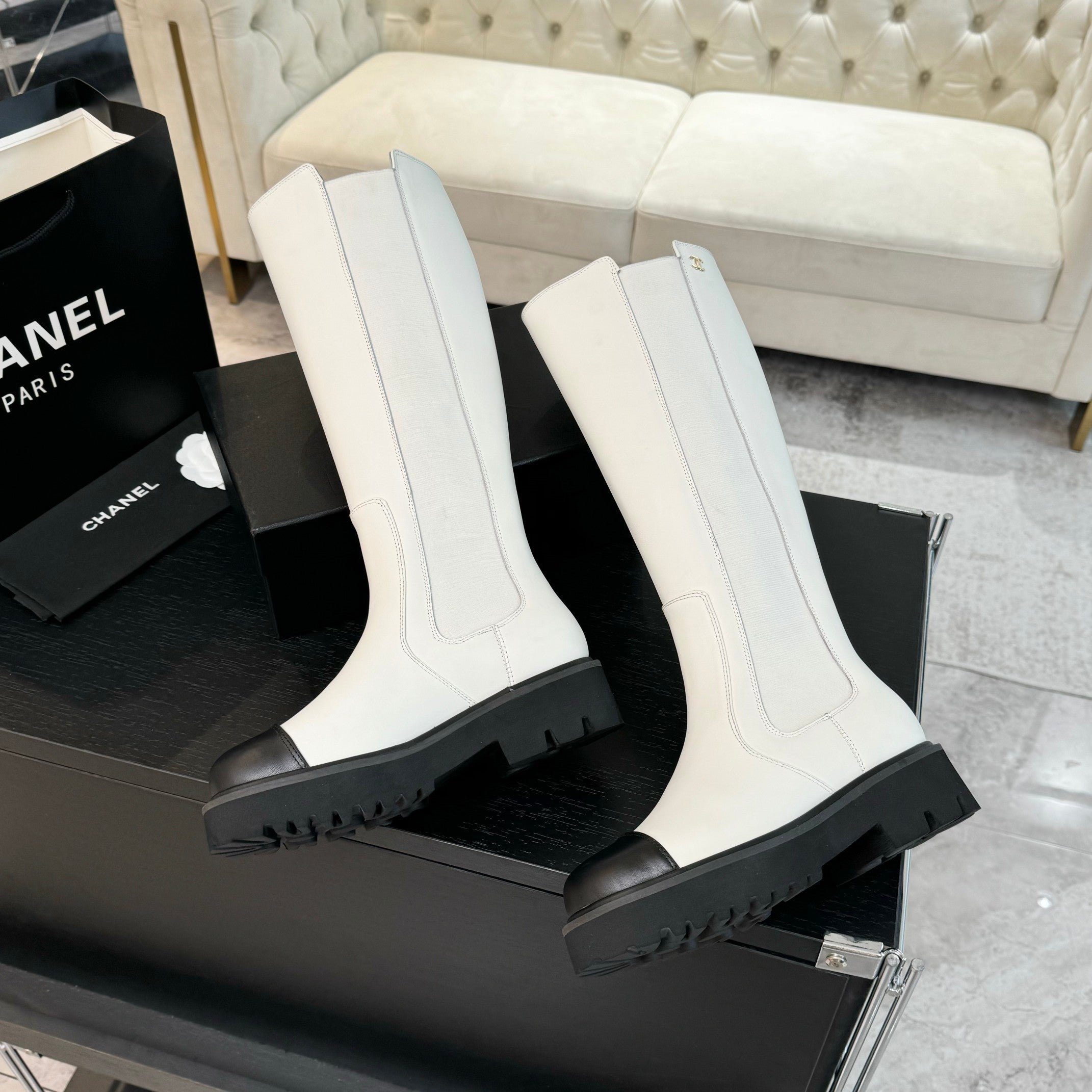 CC Chelsea High Boots White Cowhide