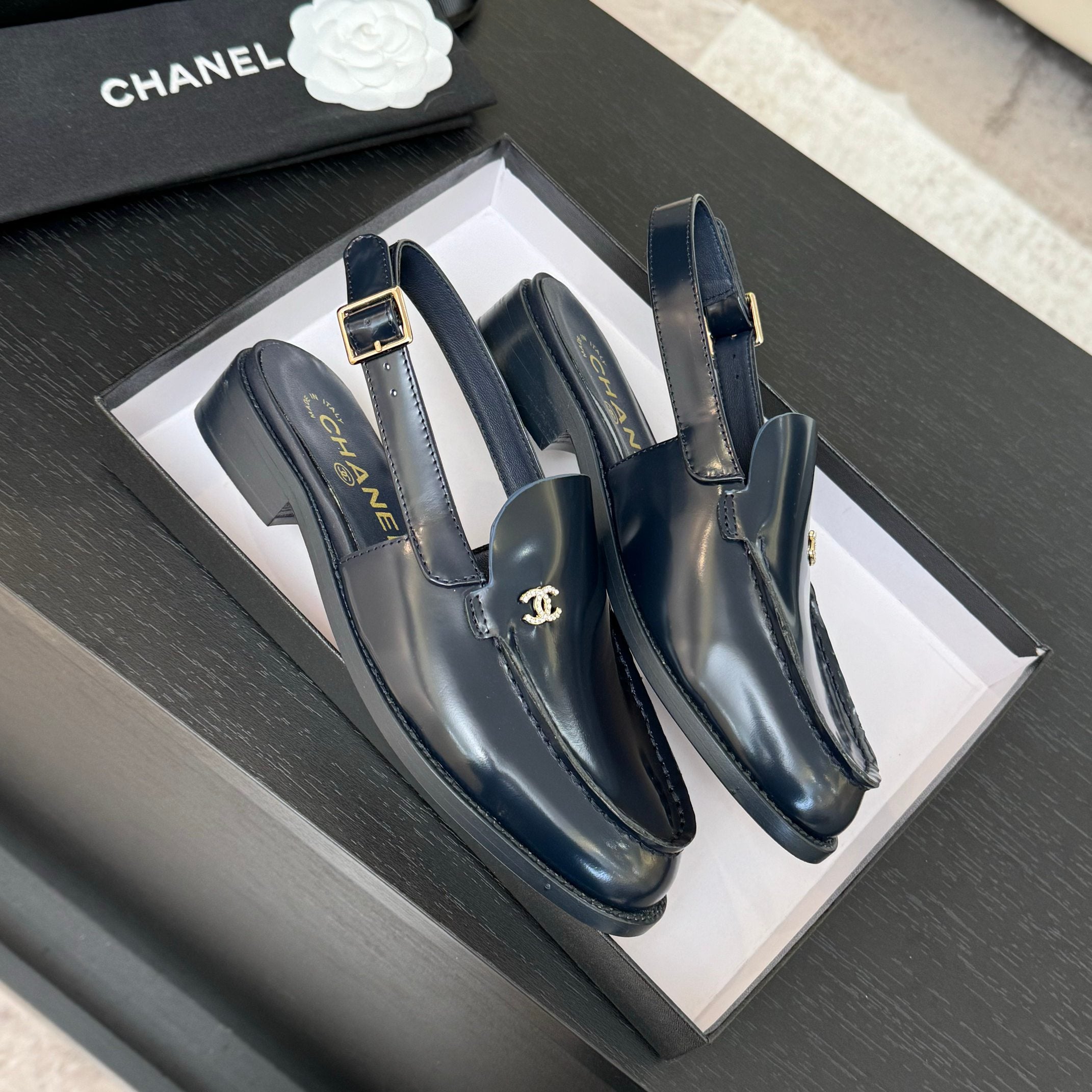 CC 25C Slingback Loafer Dark Blue Patent Leather