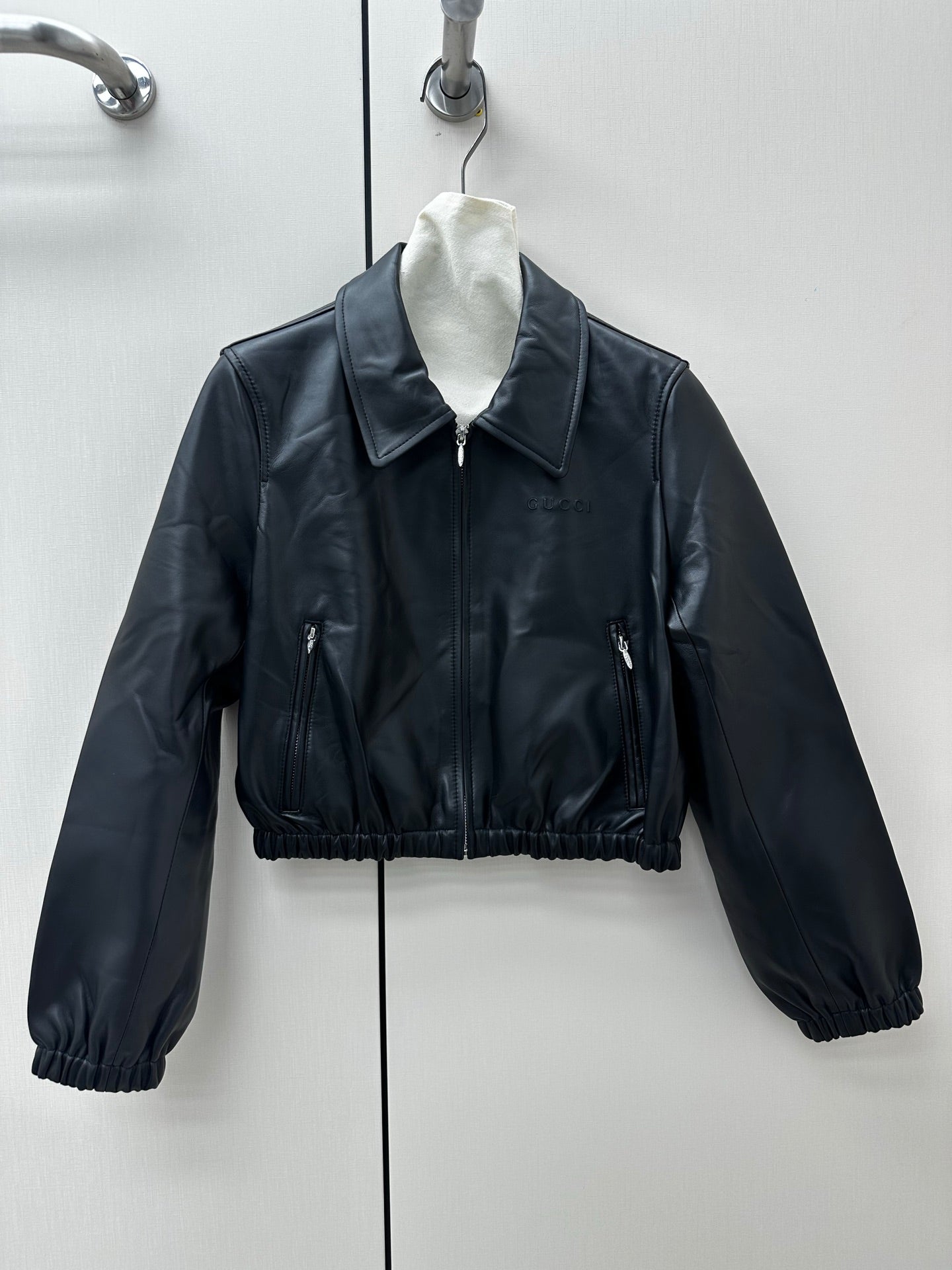 GG 26s Crop/Cropped Jacket Black Leather 420981