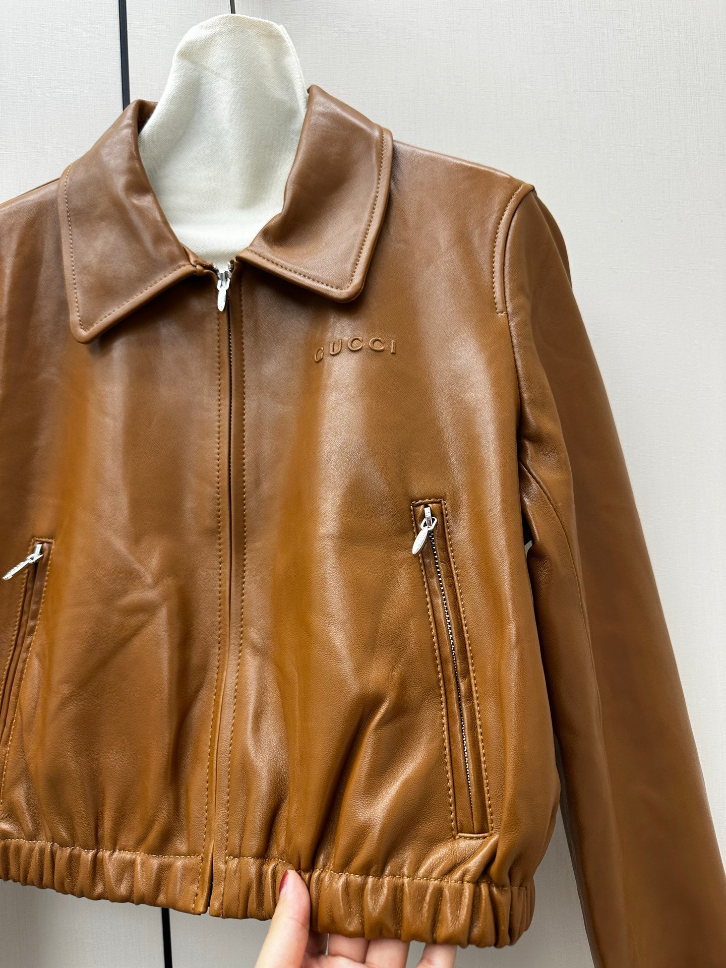 GG 26s Crop/Cropped Jacket Brown Leather 420978