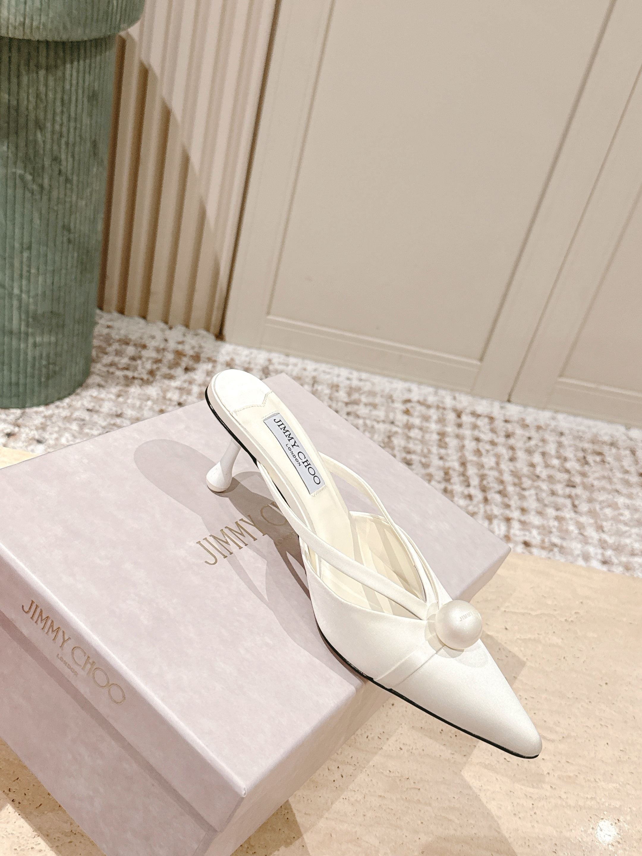 Jimmy Sana Mule 50mm White Satin Fabric 431841