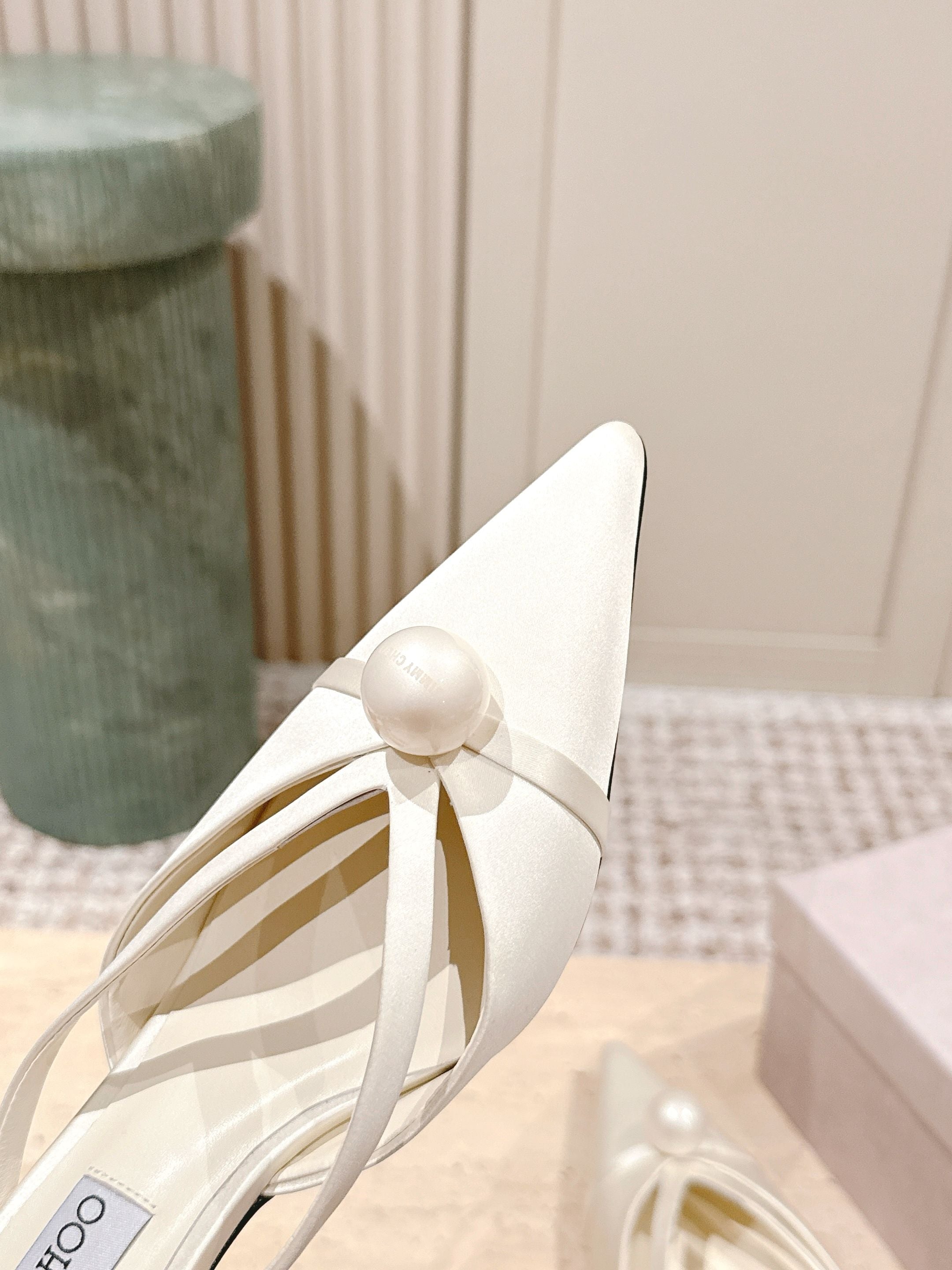 Jimmy Sana Mule 50mm White Satin Fabric 431841