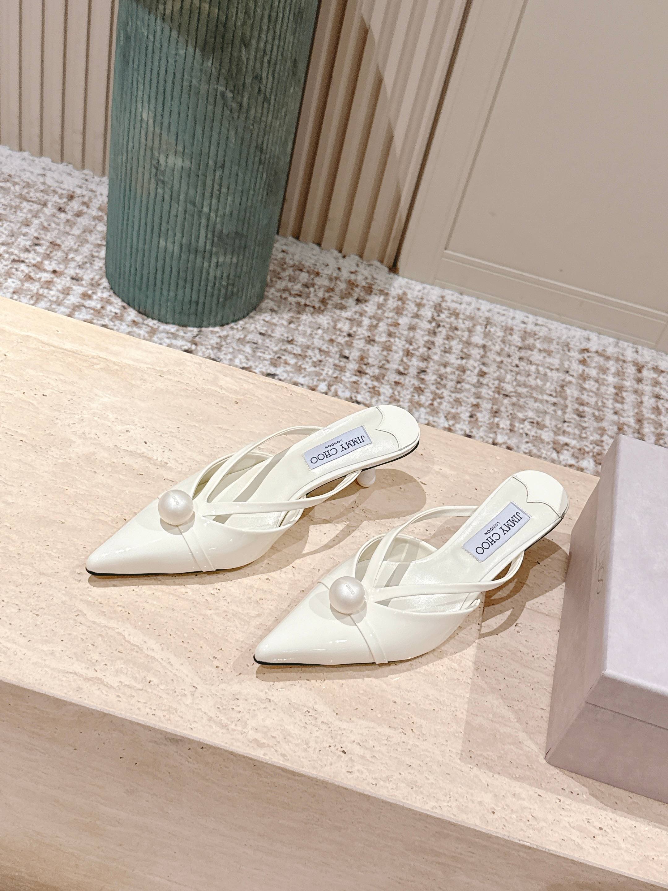 Jimmy Sana Mule 50mm White Patent Leather 431844