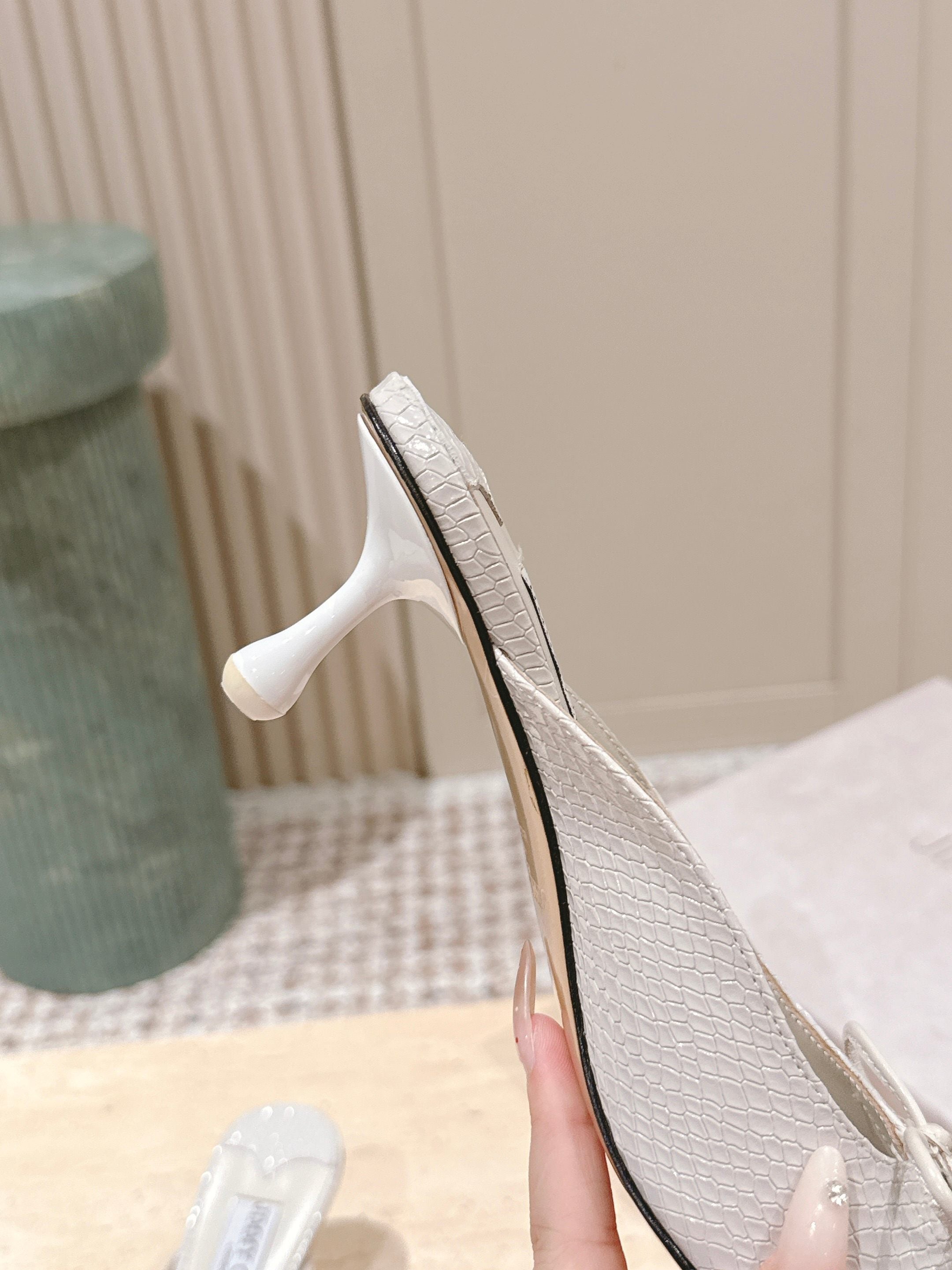 Jimmy Snake Embossed Scarlett Mule 50mm White Cowhide 431847