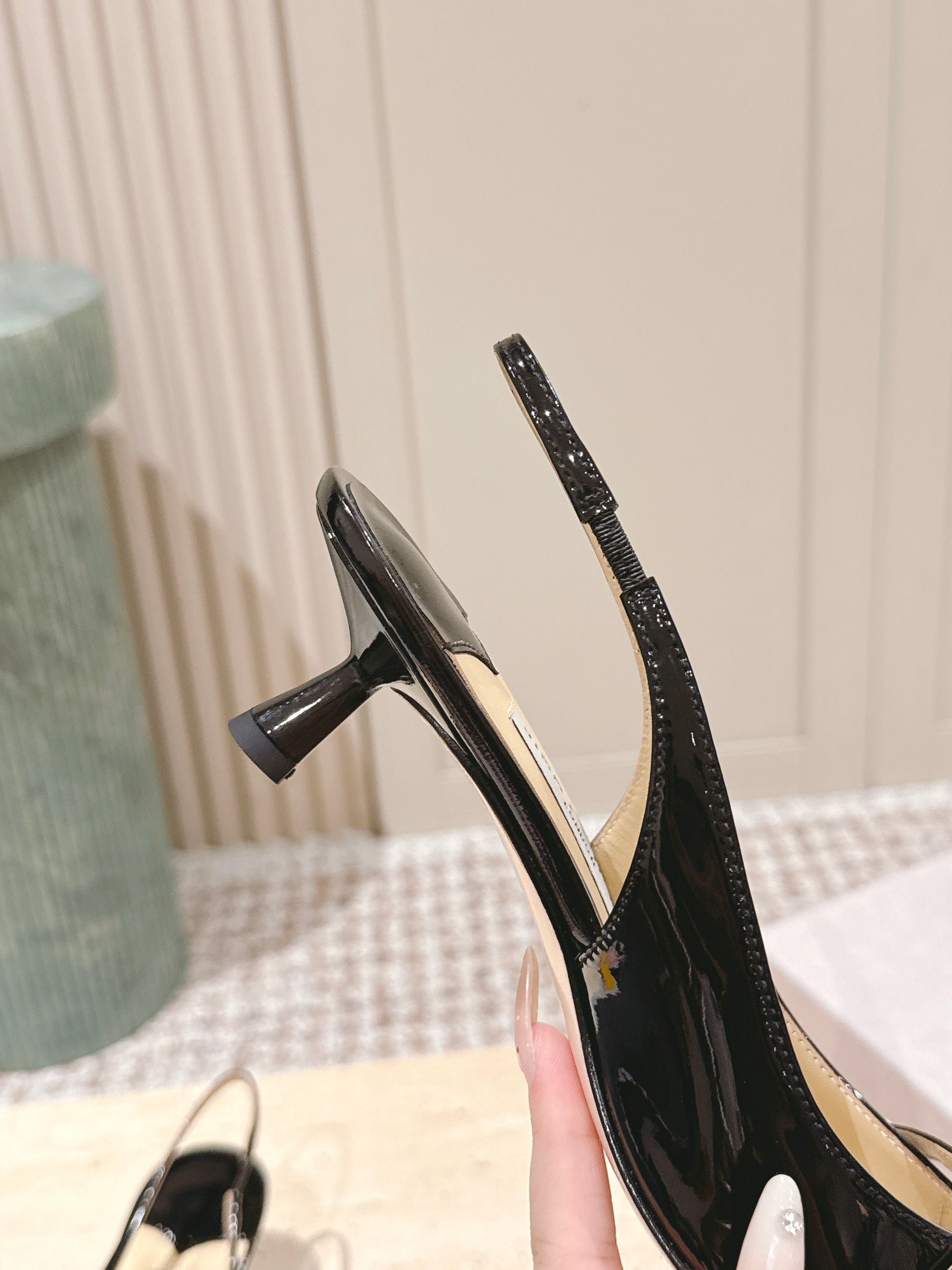 Jimmy 25 Amita Slingback 45mm Black Patent Leather 431858