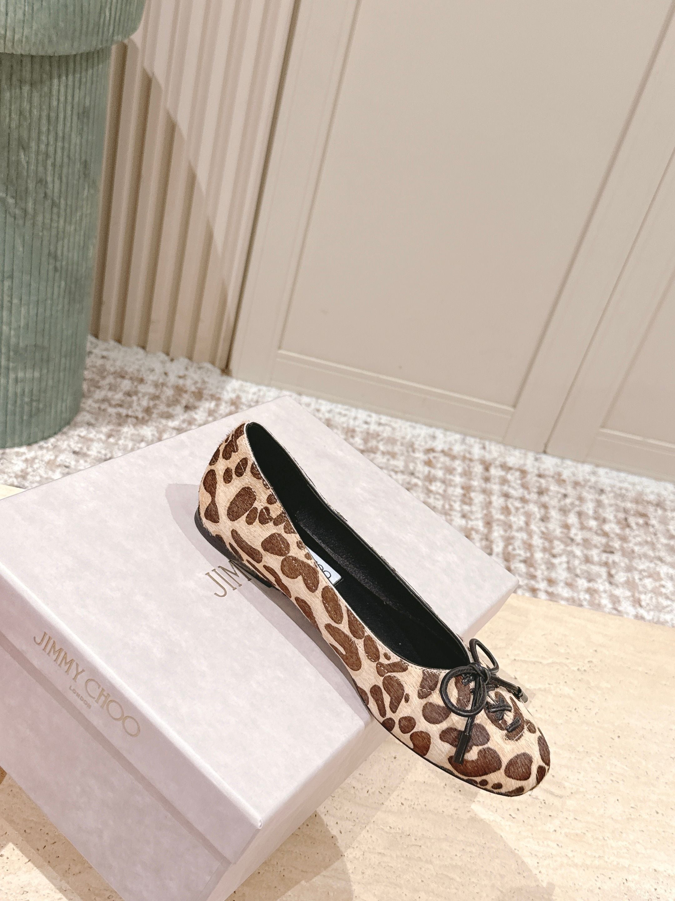 Jimmy 25s Leopard-Print Ballet Flats 10mm Zebra Hair & Sheepskin 431867