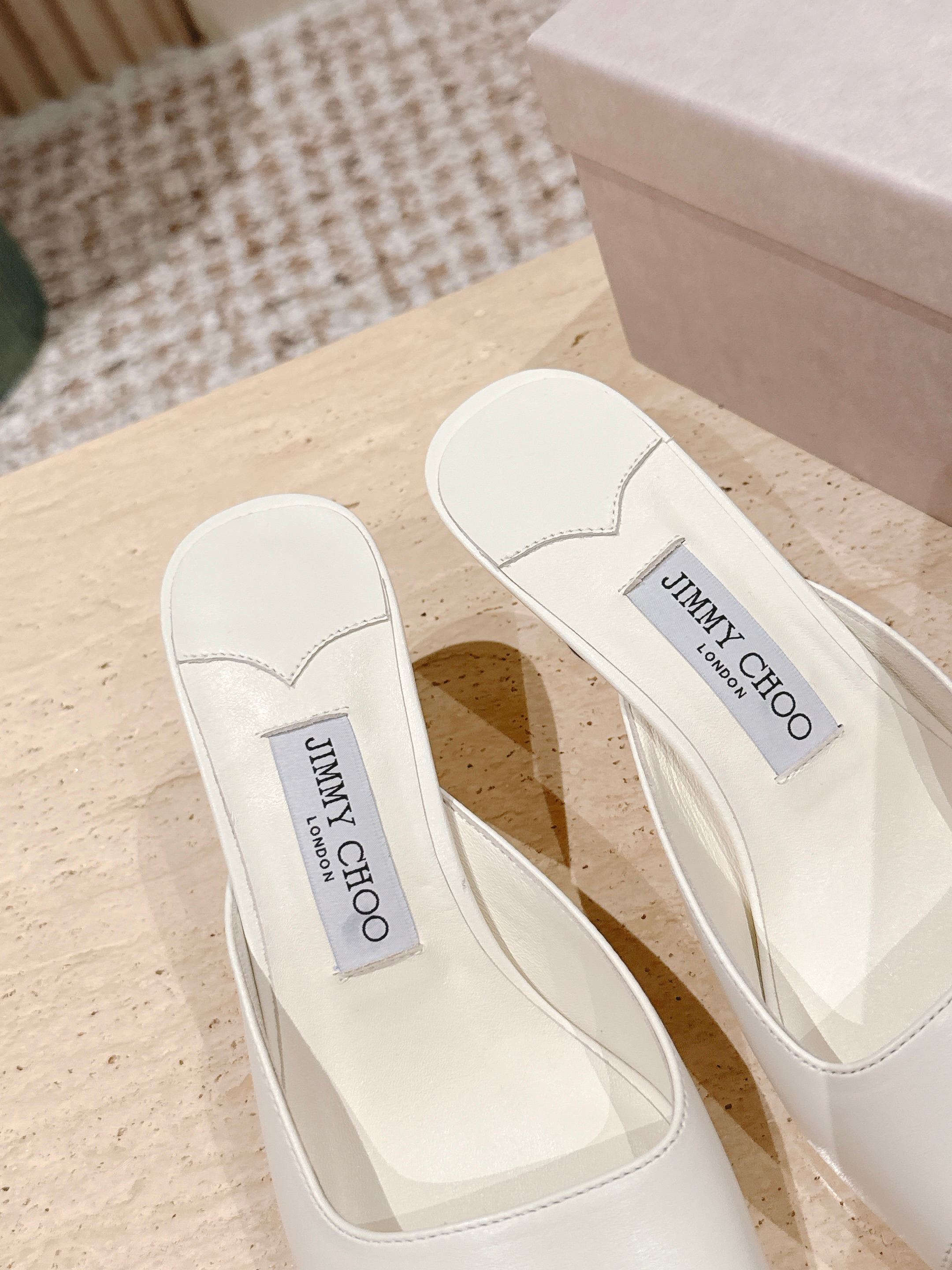 Jimmy 25s Skye Satin Mules 70mm White Leather 431871