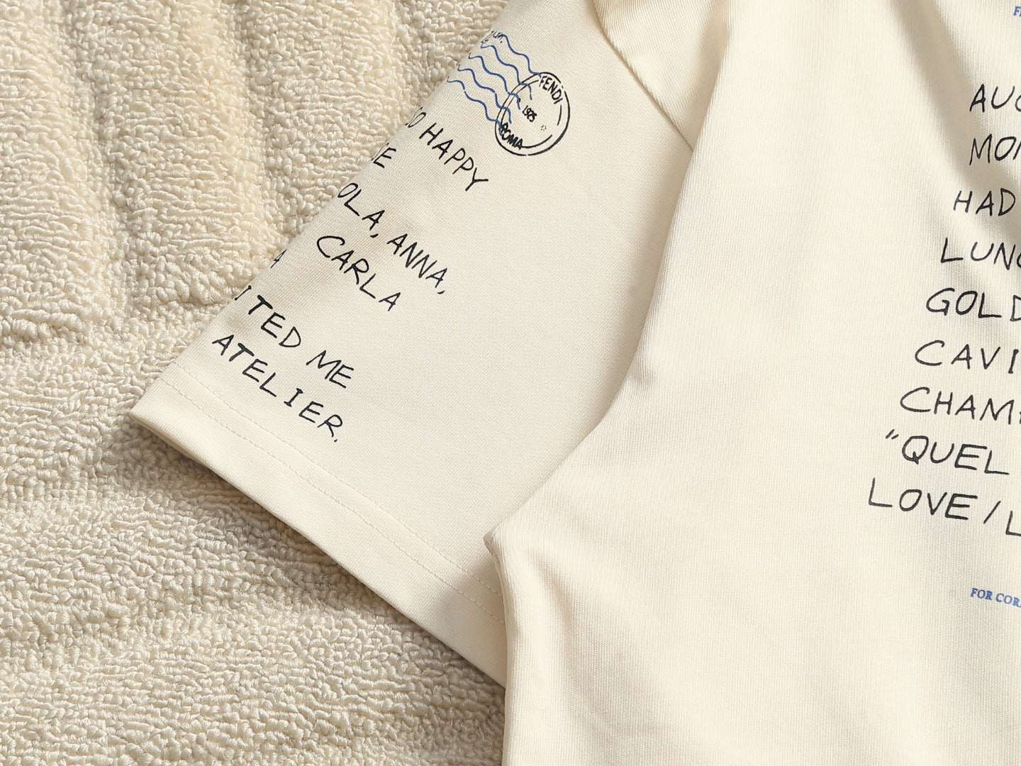 Fendi Men Oversized T-Shirt Cream Cotton