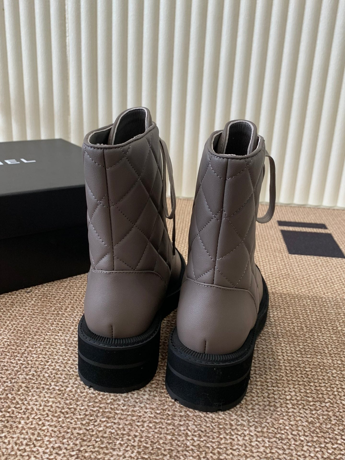 Chanel Electric Show Ankle Boot jBrown and Black Leather 507523
