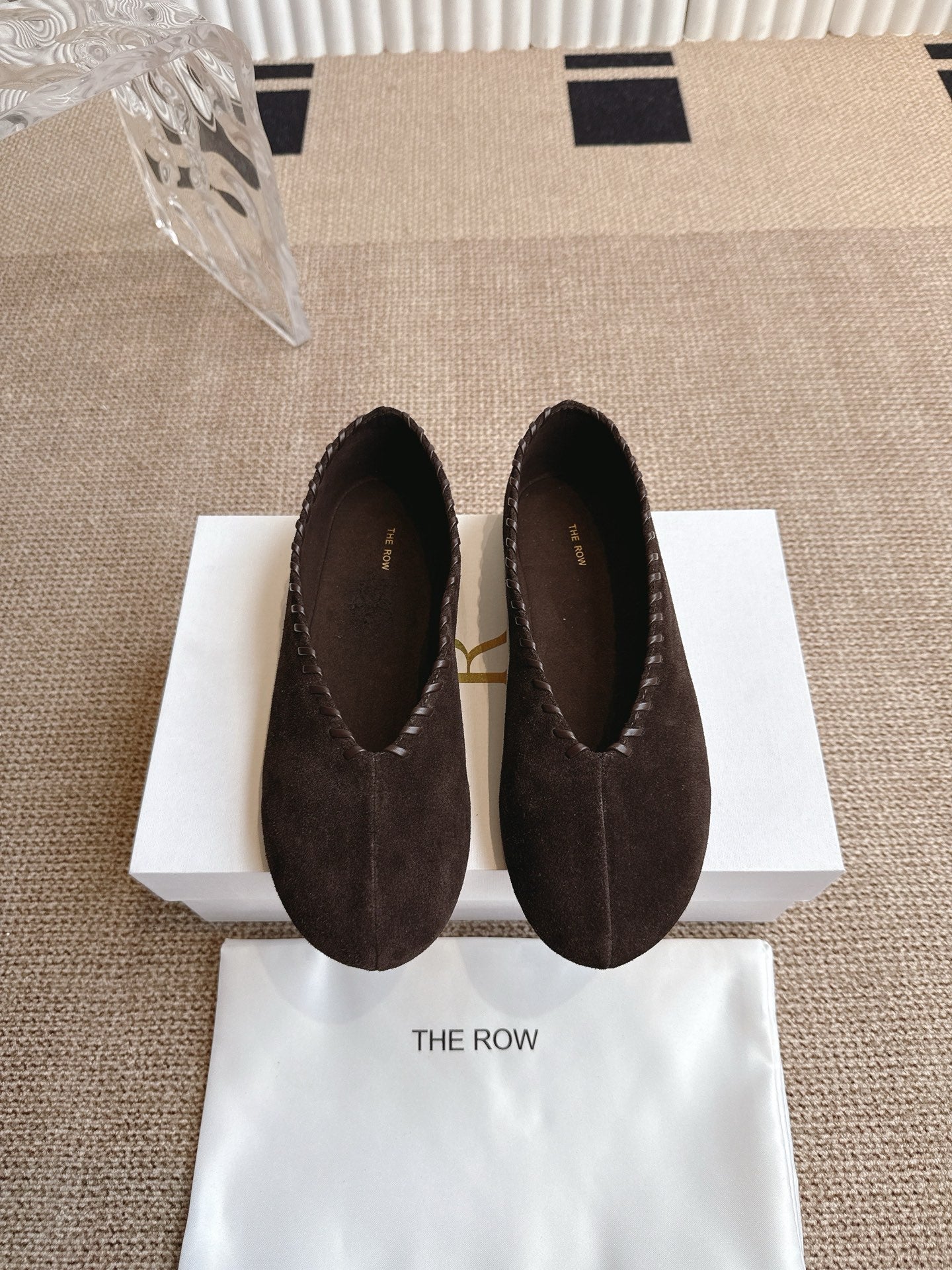 The Row 25ss Ballet Flat Dark Brown Nubuck Leather 443303