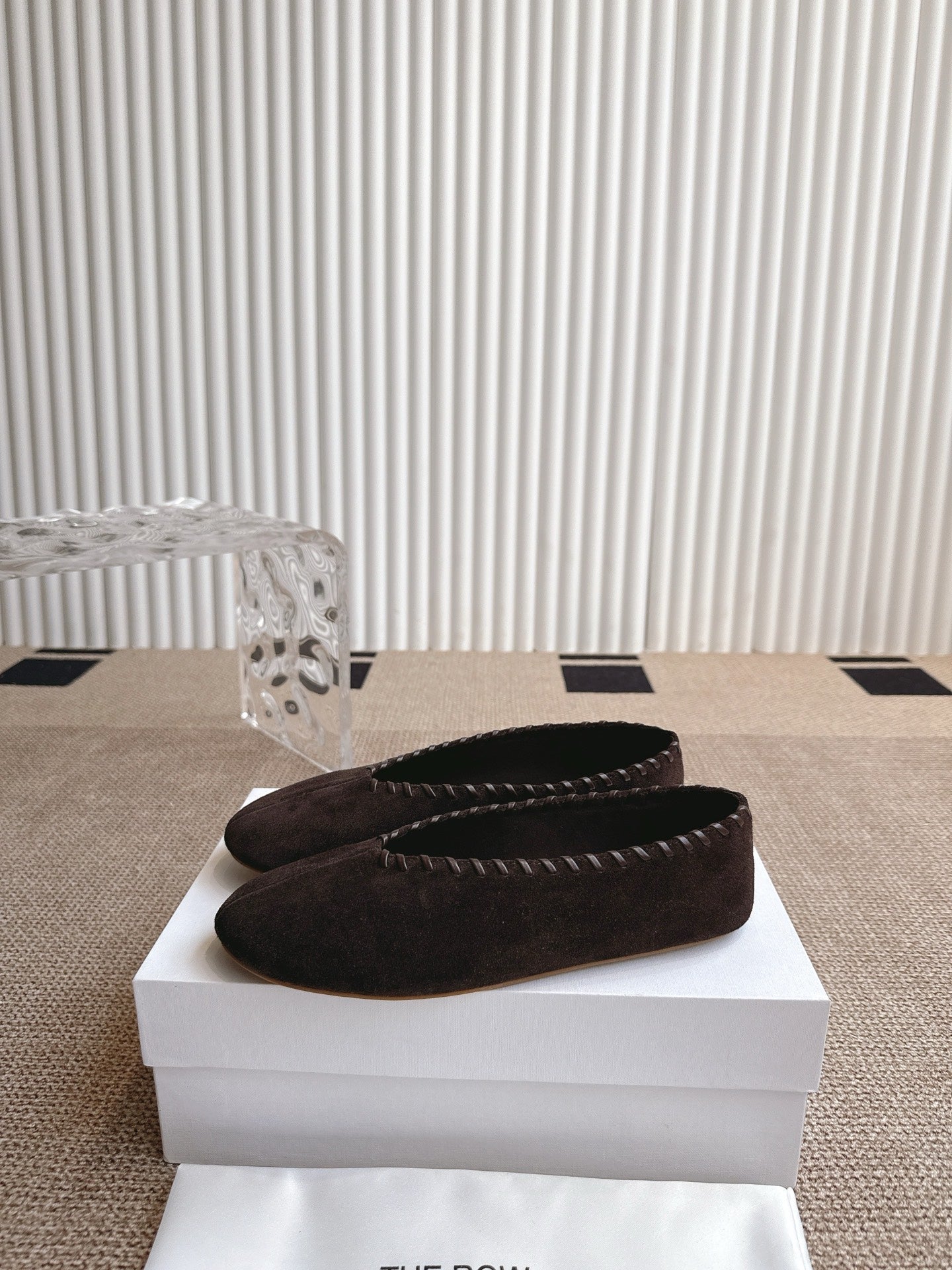 The Row 25ss Ballet Flat Dark Brown Nubuck Leather 443303