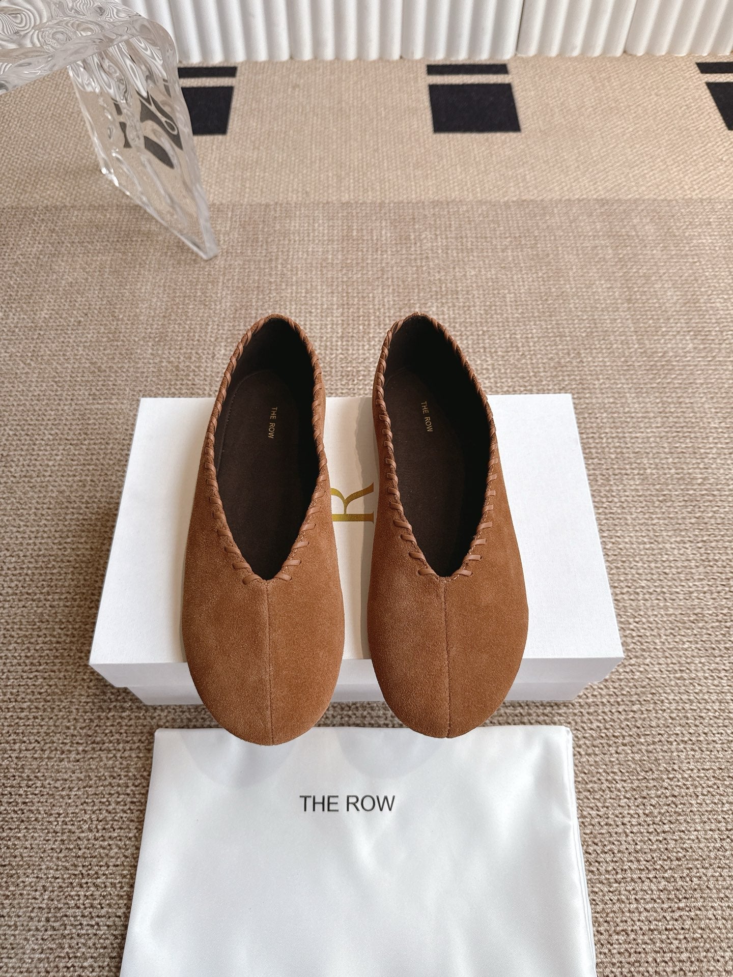 The Row 25ss Ballet Flat Brown Nubuck Leather 443304