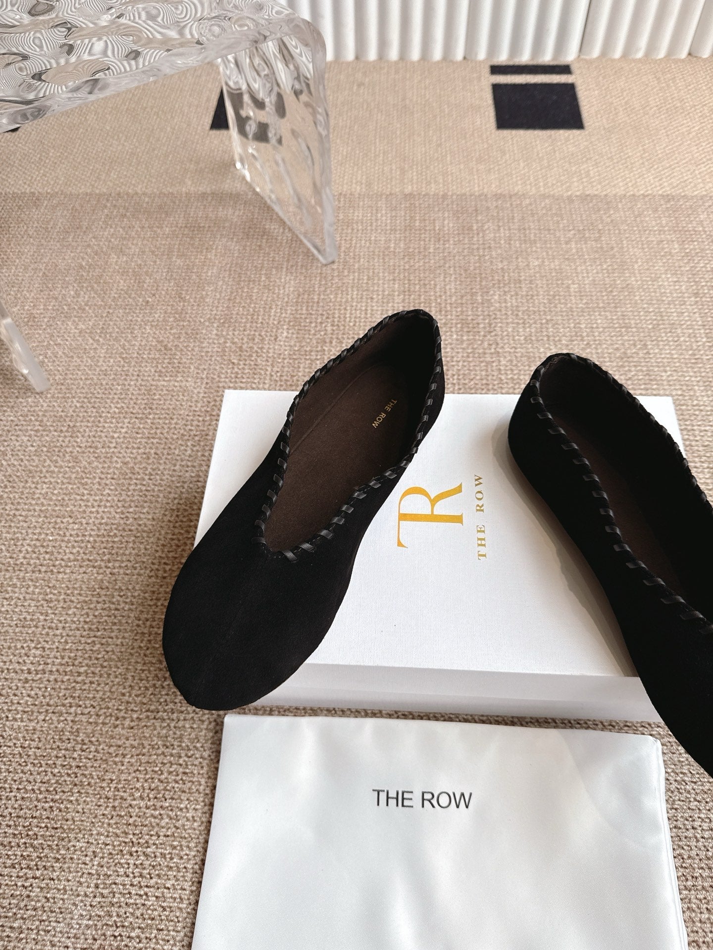 The Row 25ss Ballet Flat Black Nubuck Leather 443305