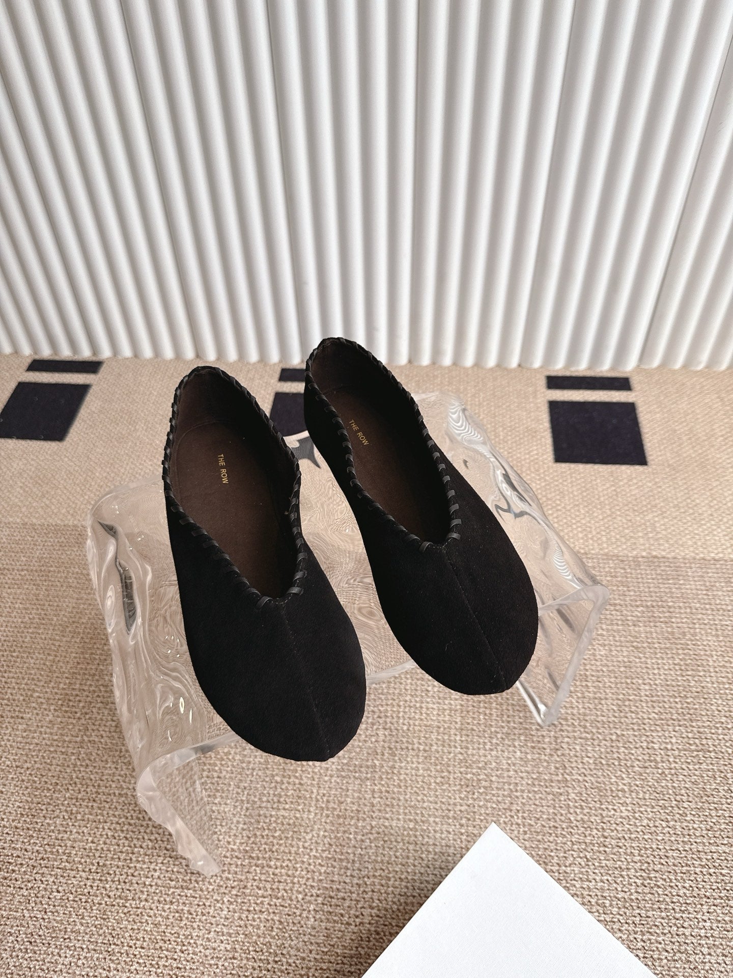 The Row 25ss Ballet Flat Black Nubuck Leather 443305