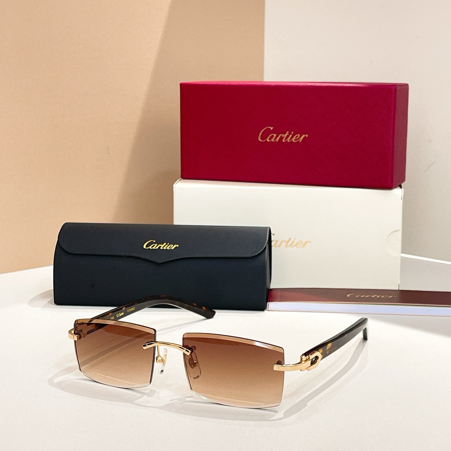 C DE RIMLESS RECTANGULAR FRAME SUNGLASSES 571828 IN METAL