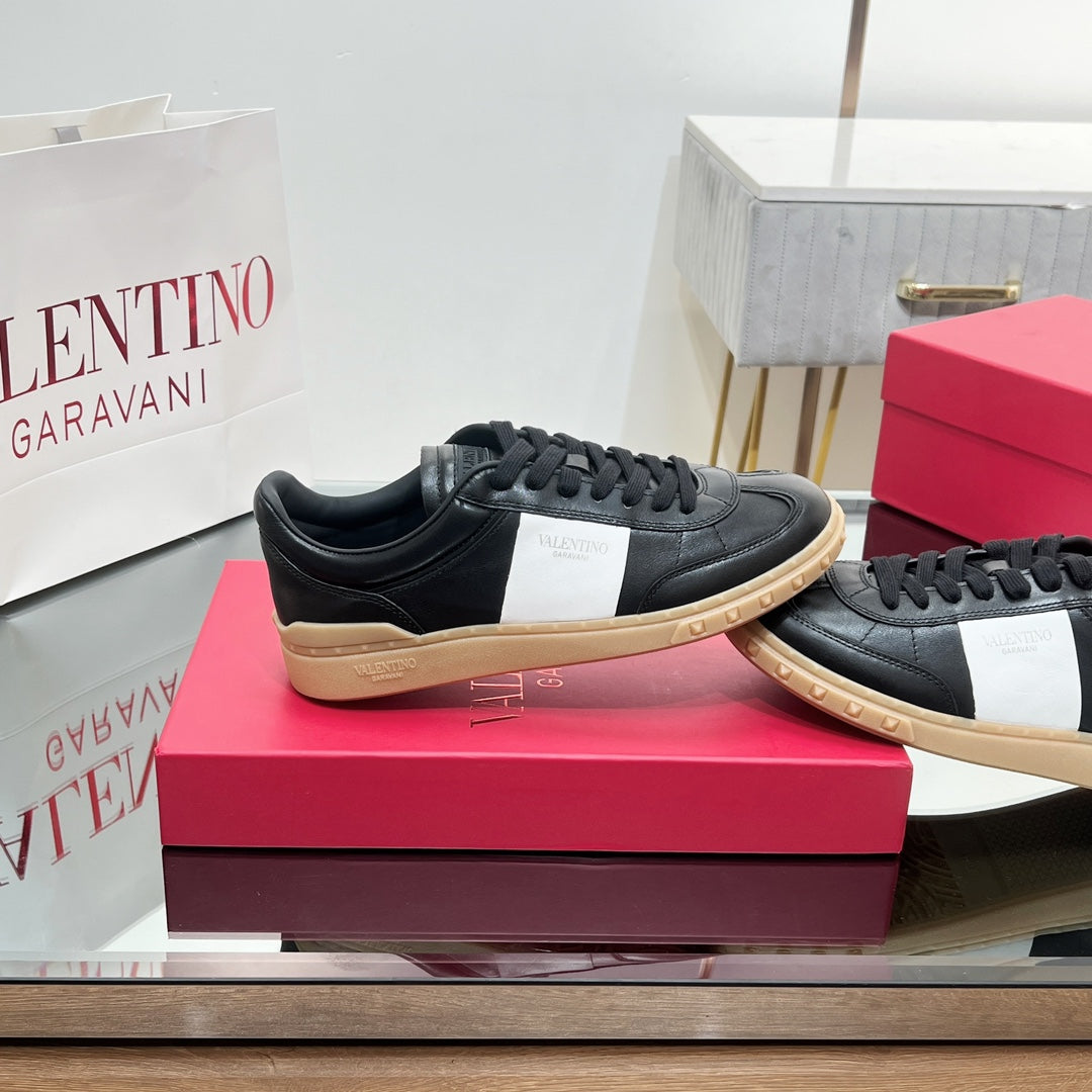 Valentino 25s Upvillage Sneakers In White Mix Black Lambskin