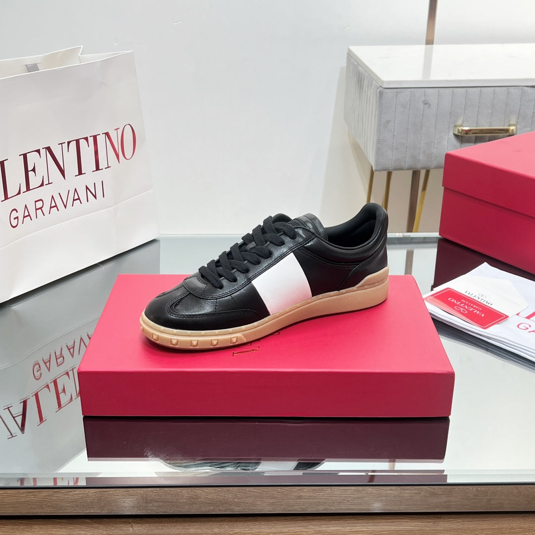 Valentino 25s Upvillage Sneakers In White Mix Black Lambskin
